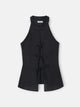 black linen vest with ties