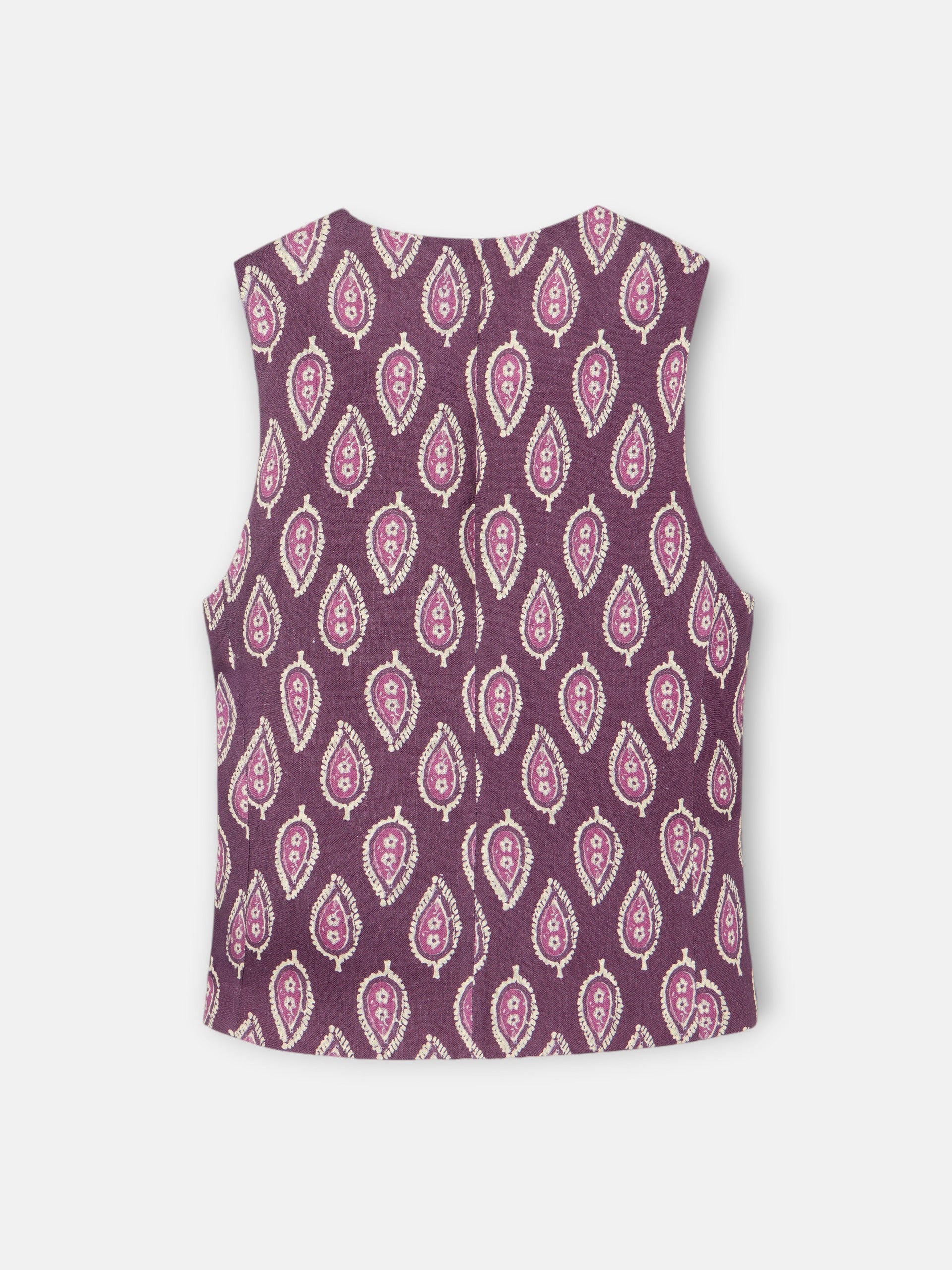 Gilet croisé bordeaux à motifs avec cravate
