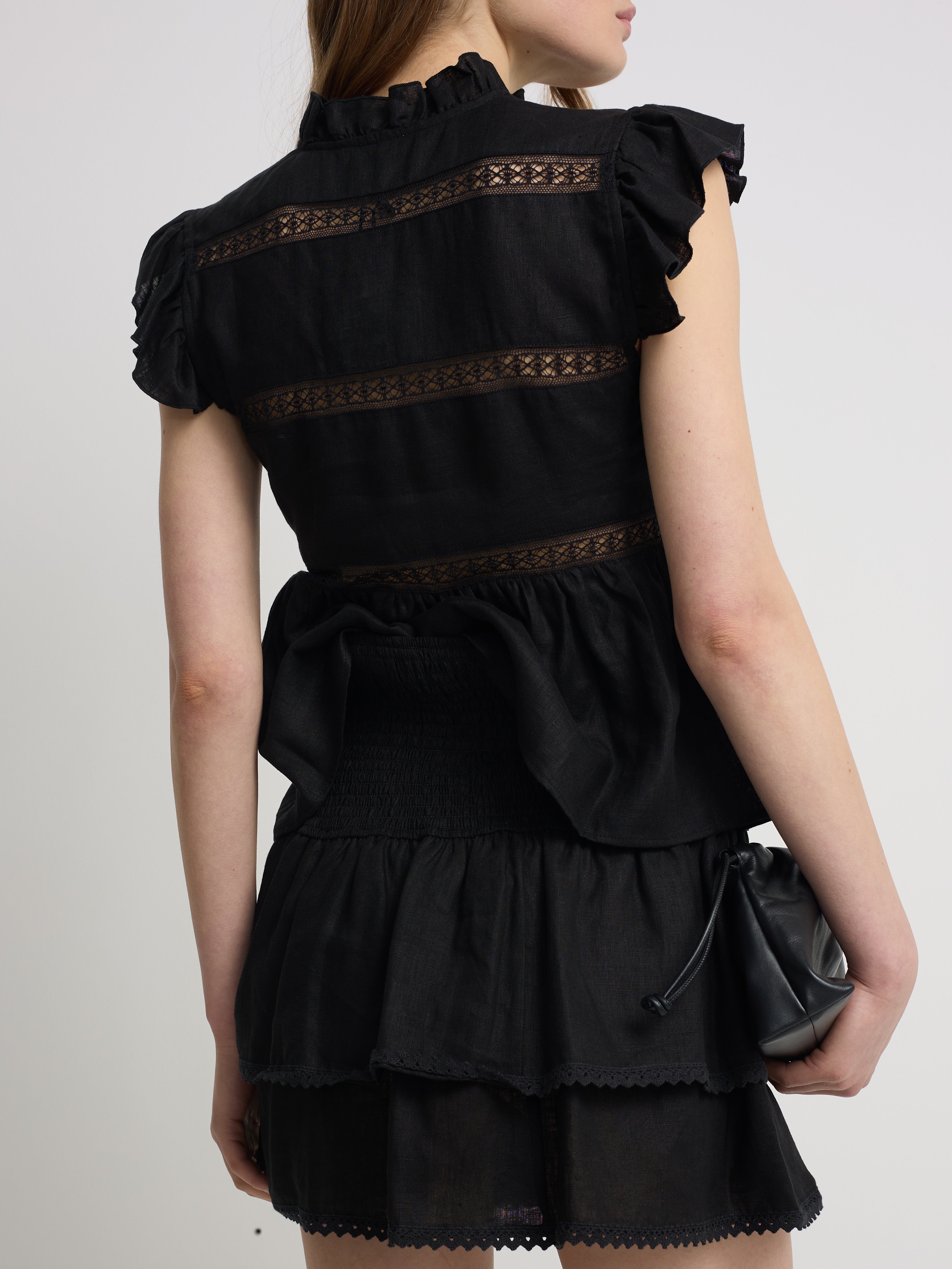 Falda mini lino negra