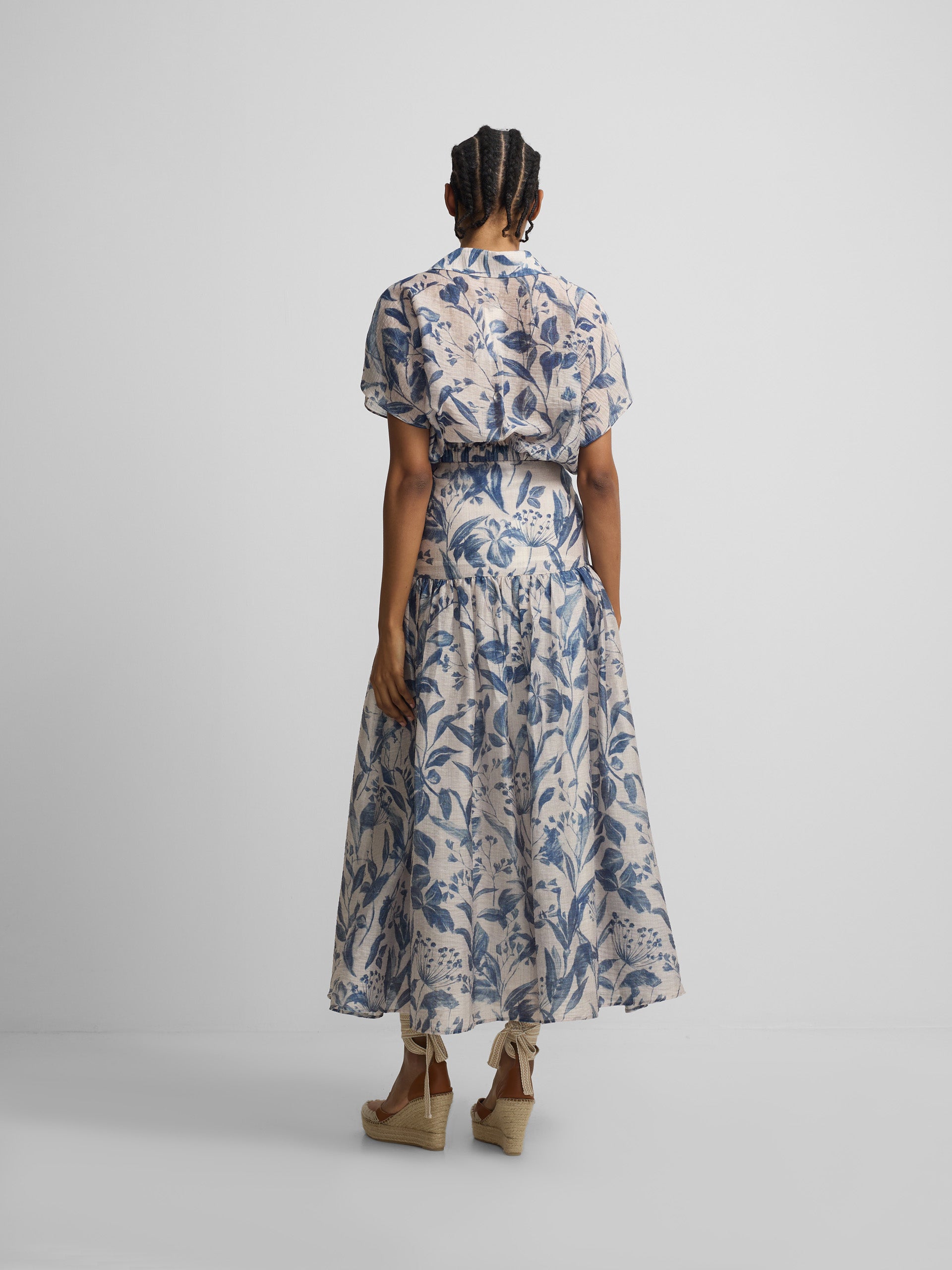 Falda estampado flores azul