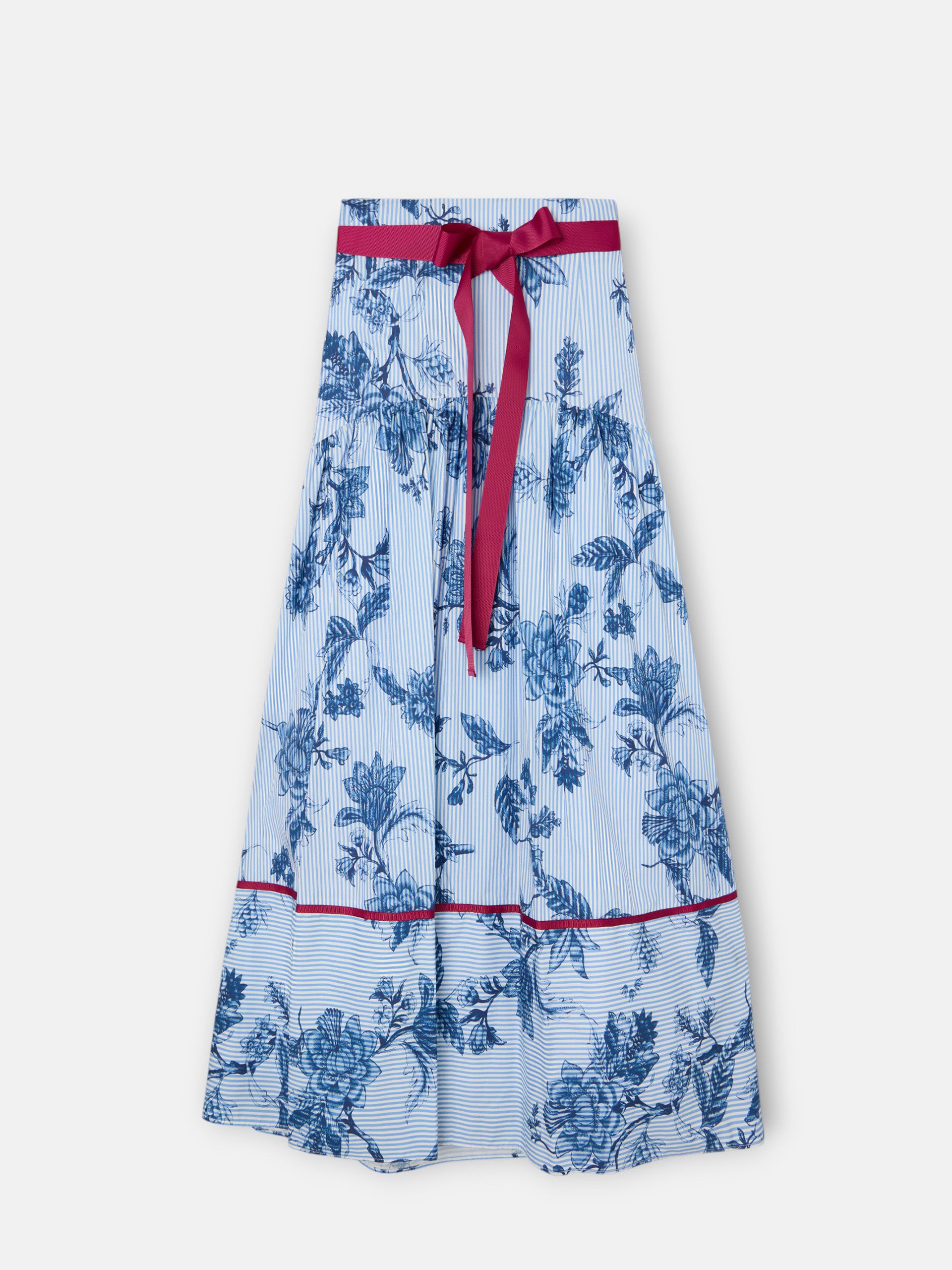 Falda larga estampado rayas celeste azules