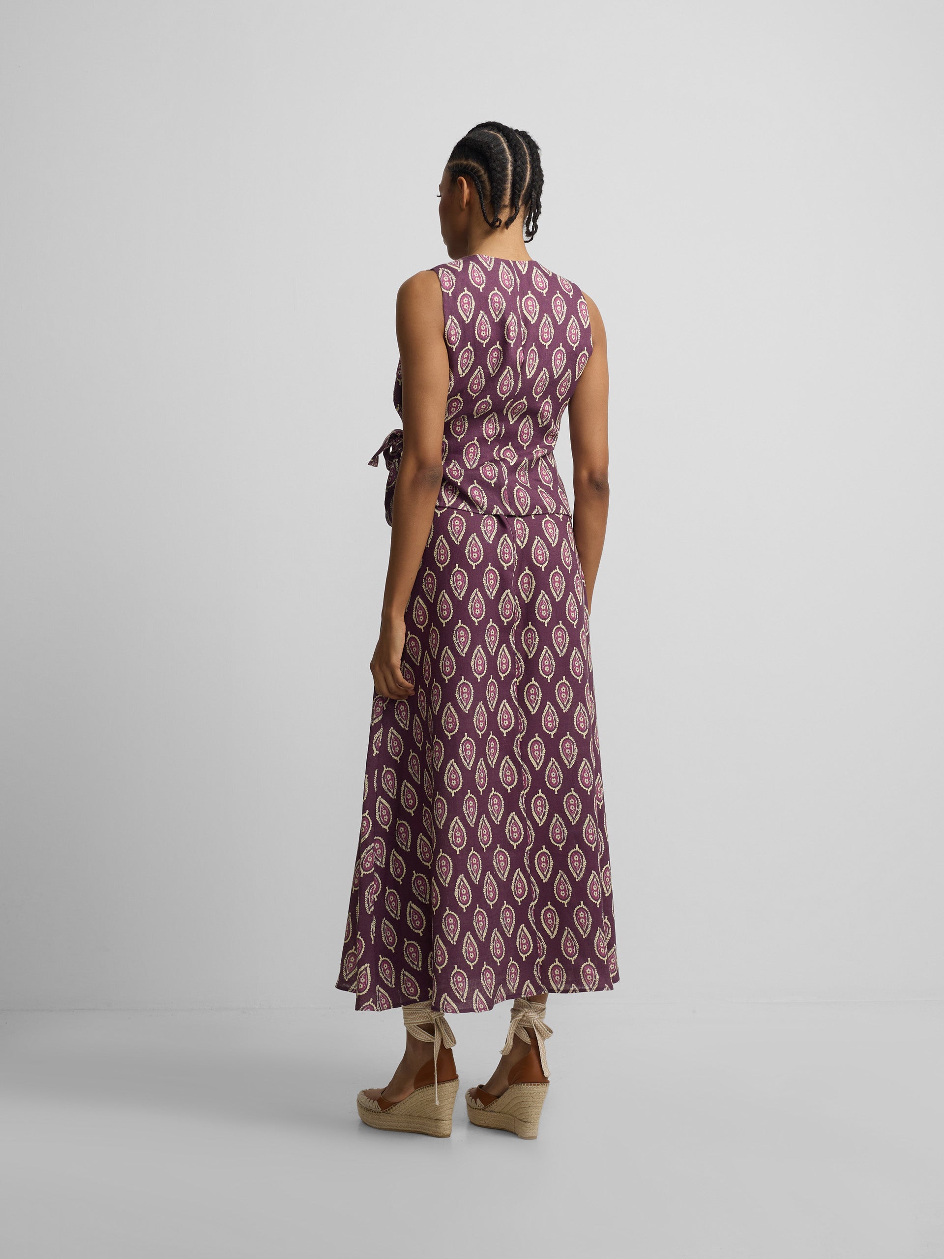 Falda larga estampado burdeos