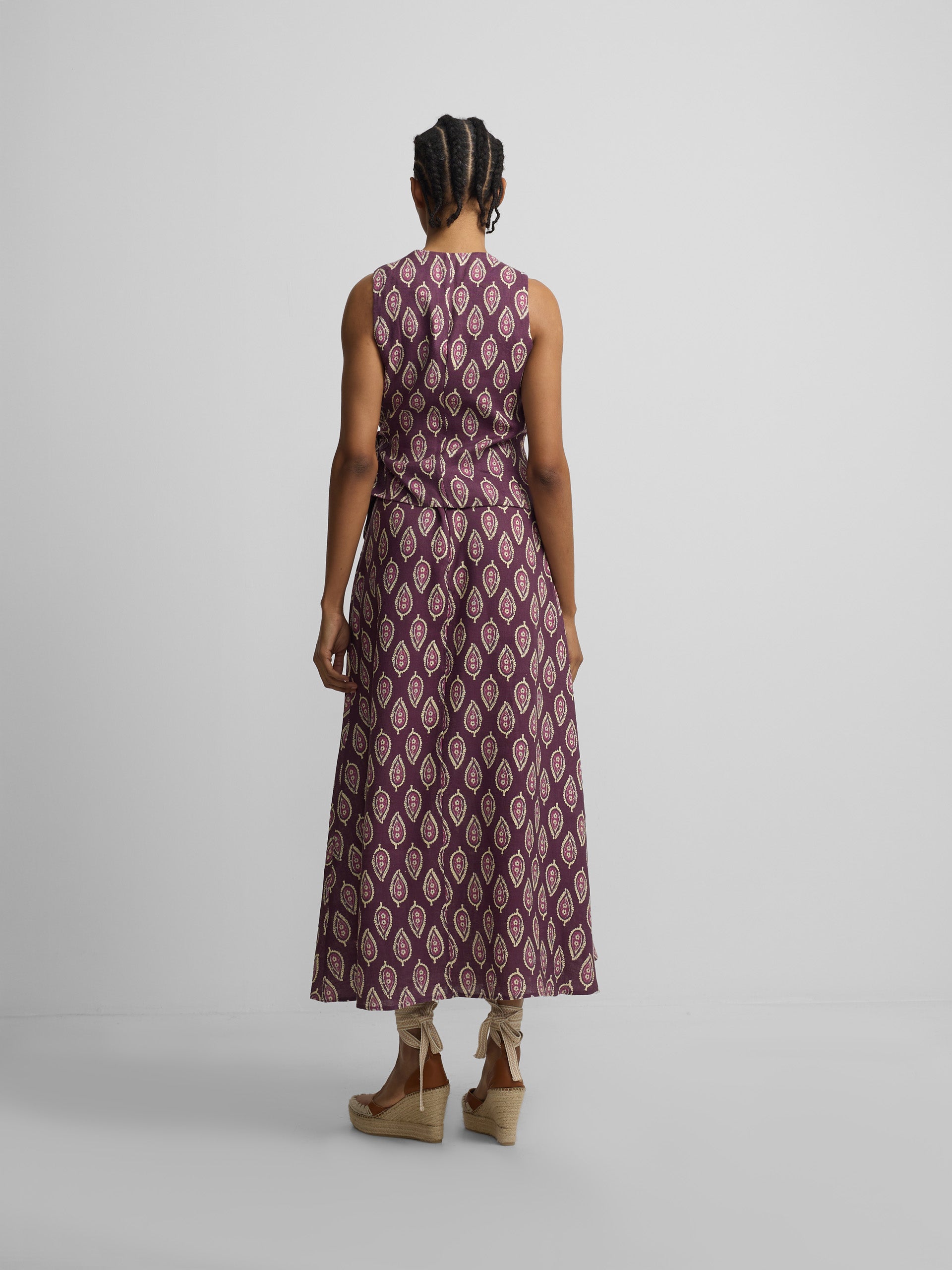 Falda larga estampado burdeos