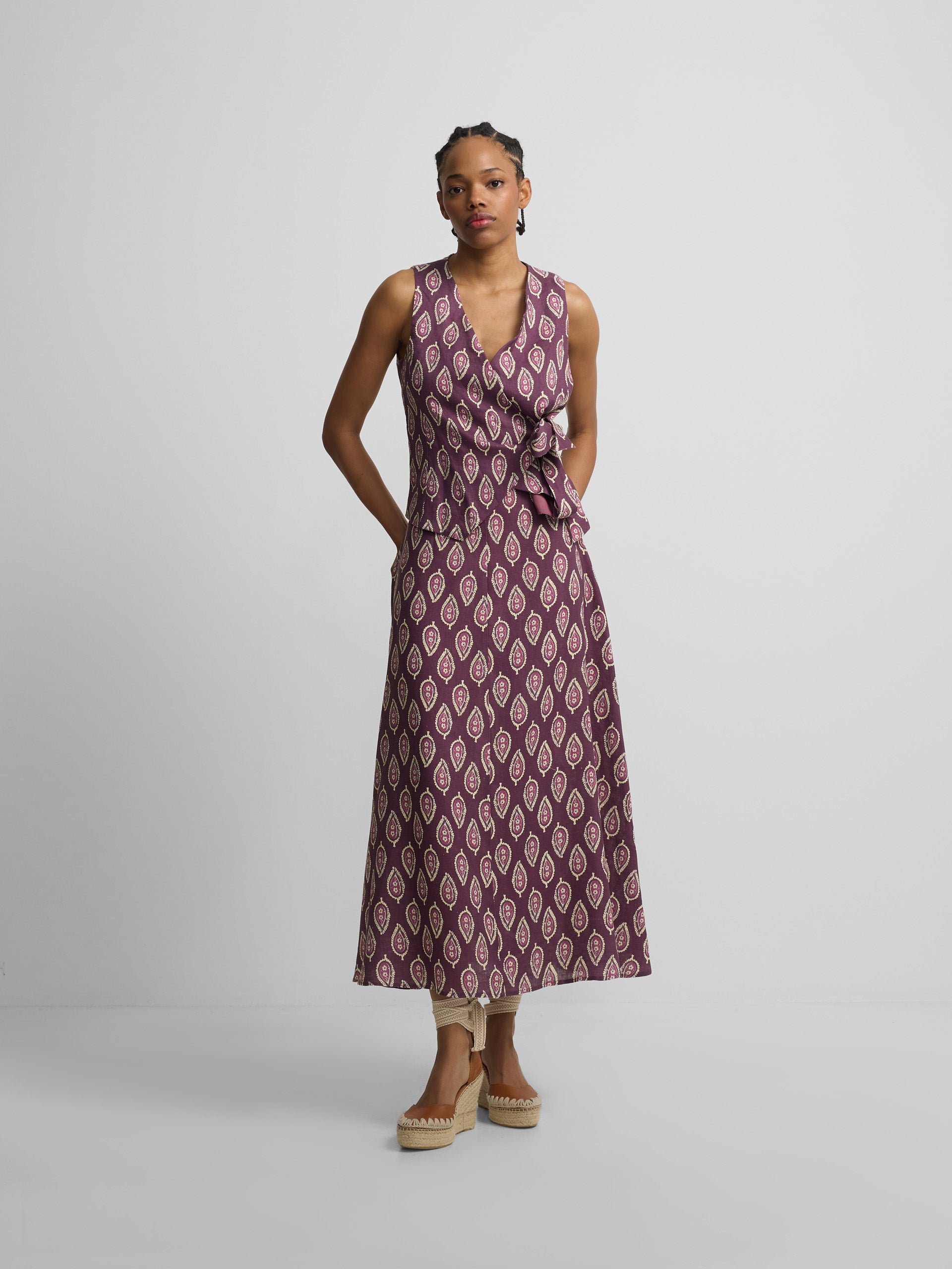 Falda larga estampado burdeos