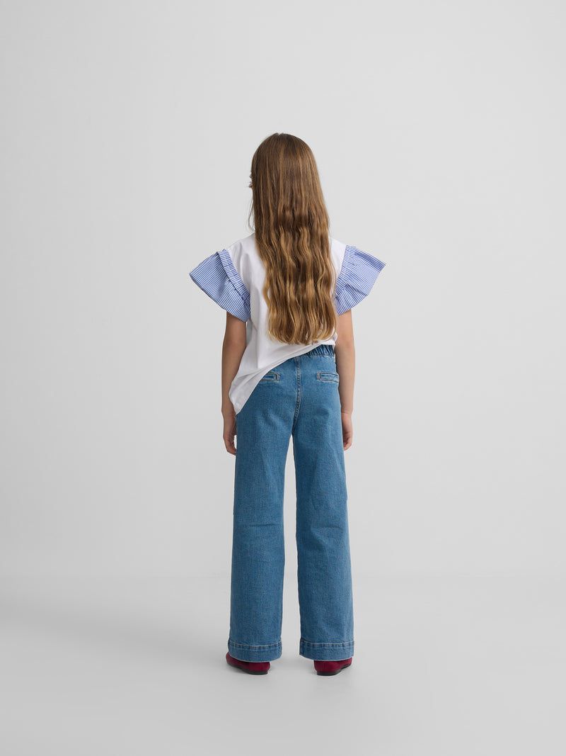 Calças de menina marinheiro denim