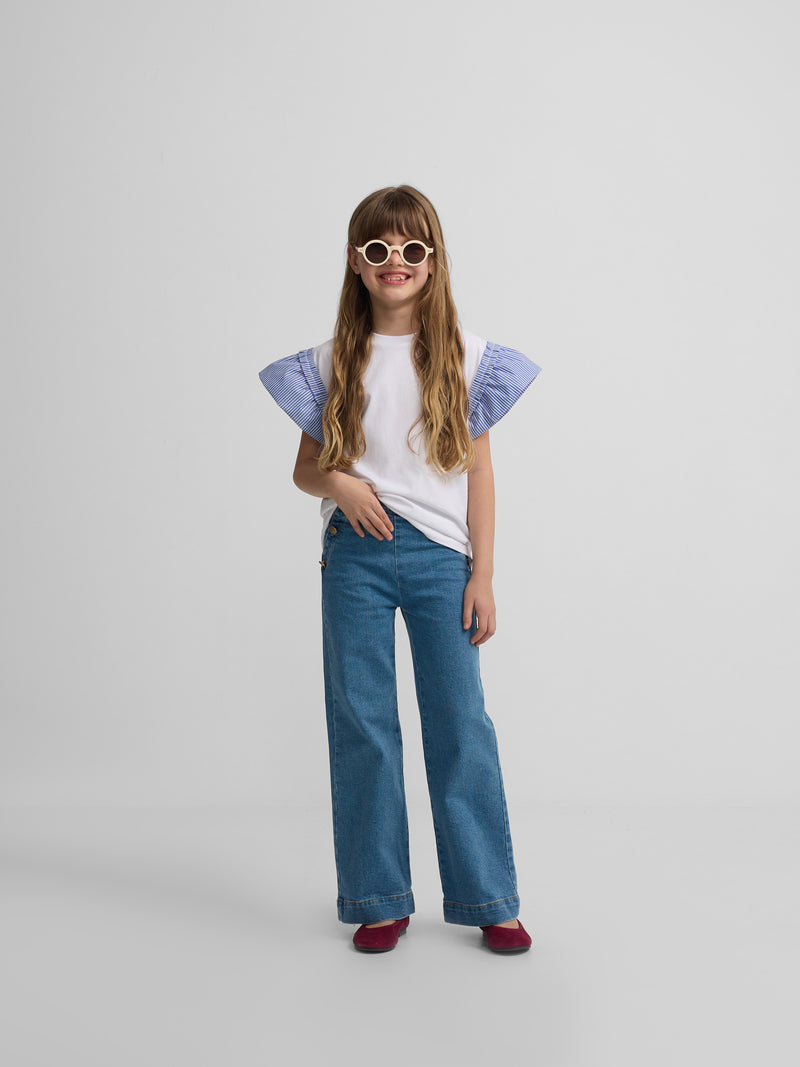 Calças de menina marinheiro denim