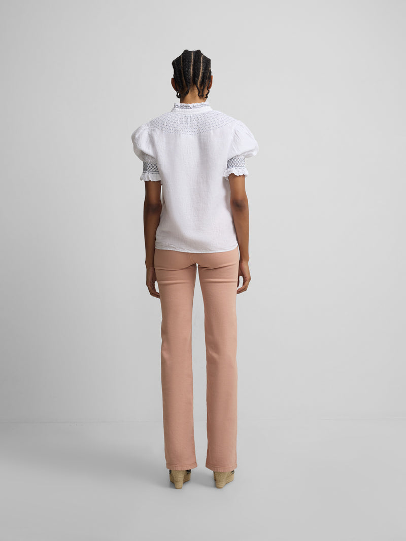 Pantalon denim hebillas coral
