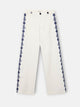 Pantalon recto detalles bordados blanco