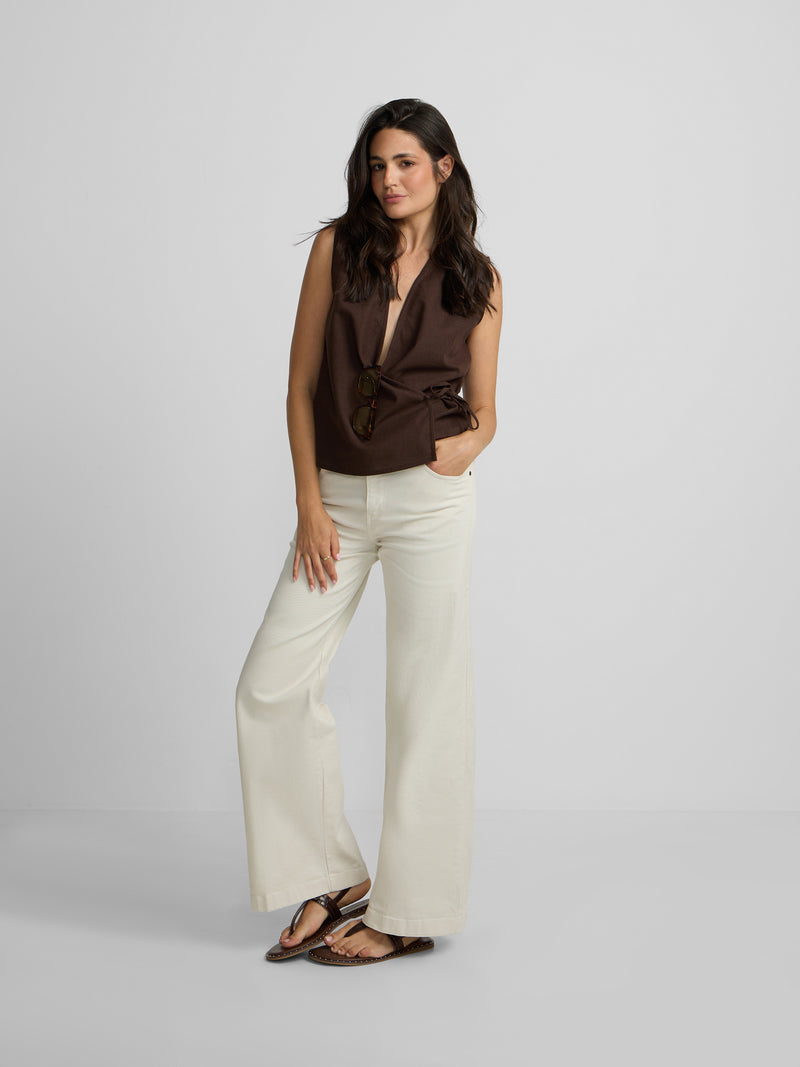 Pantalón denim crudo