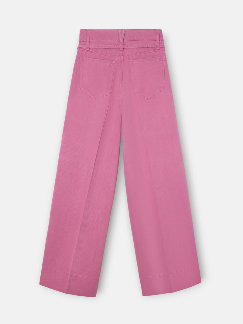 Raspberry drawstring denim trousers