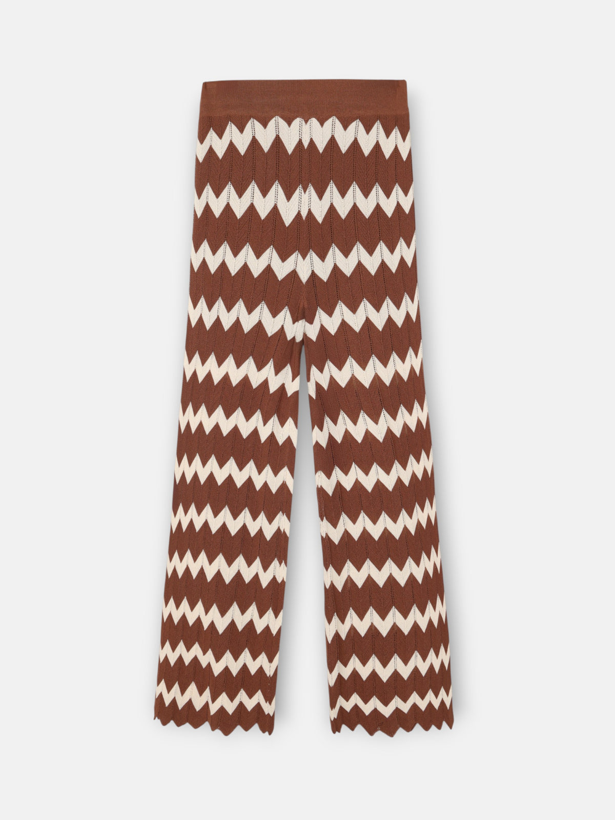 Brown herringbone knit trousers