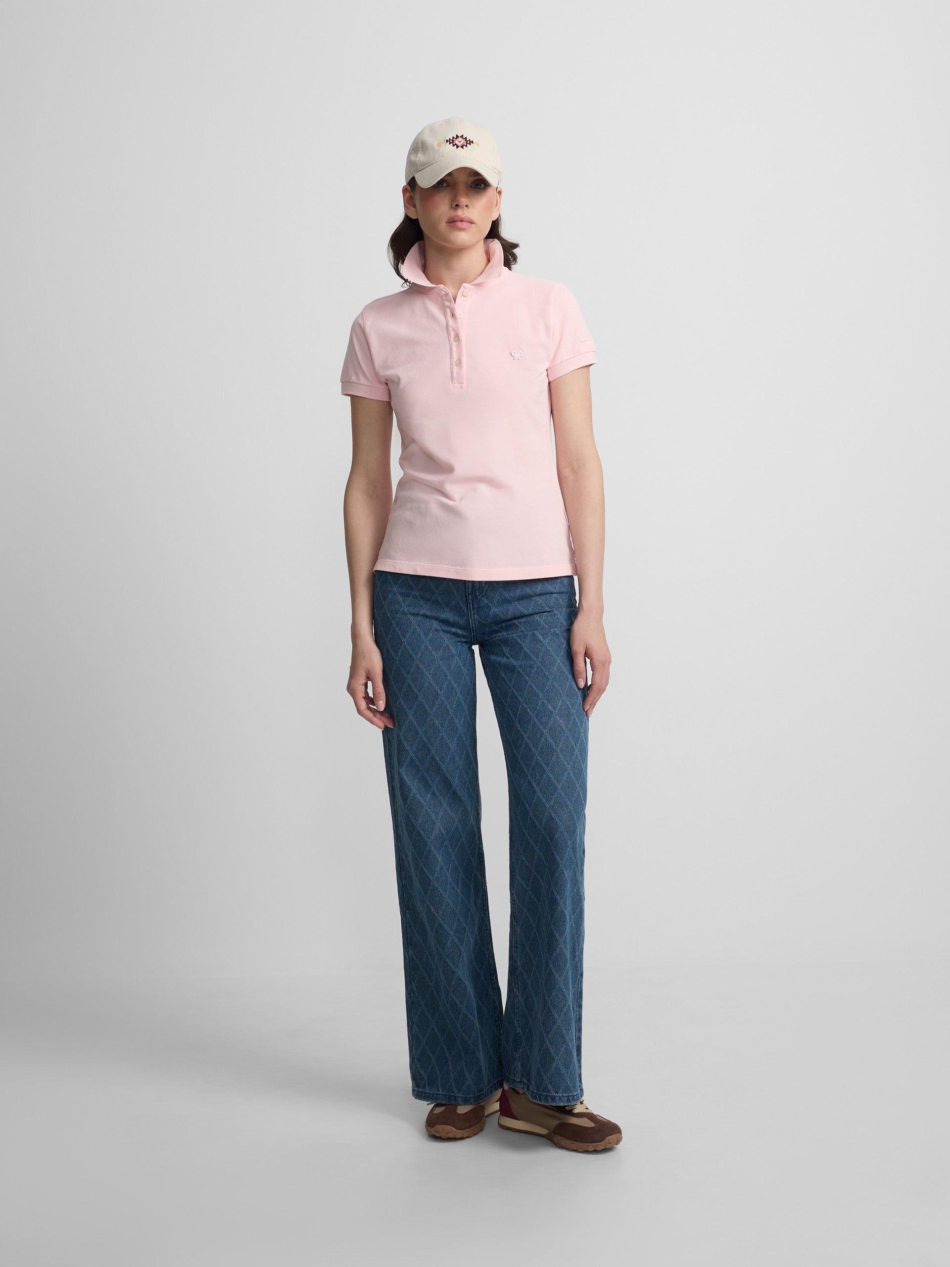 Polo mulher clássico rosa claro