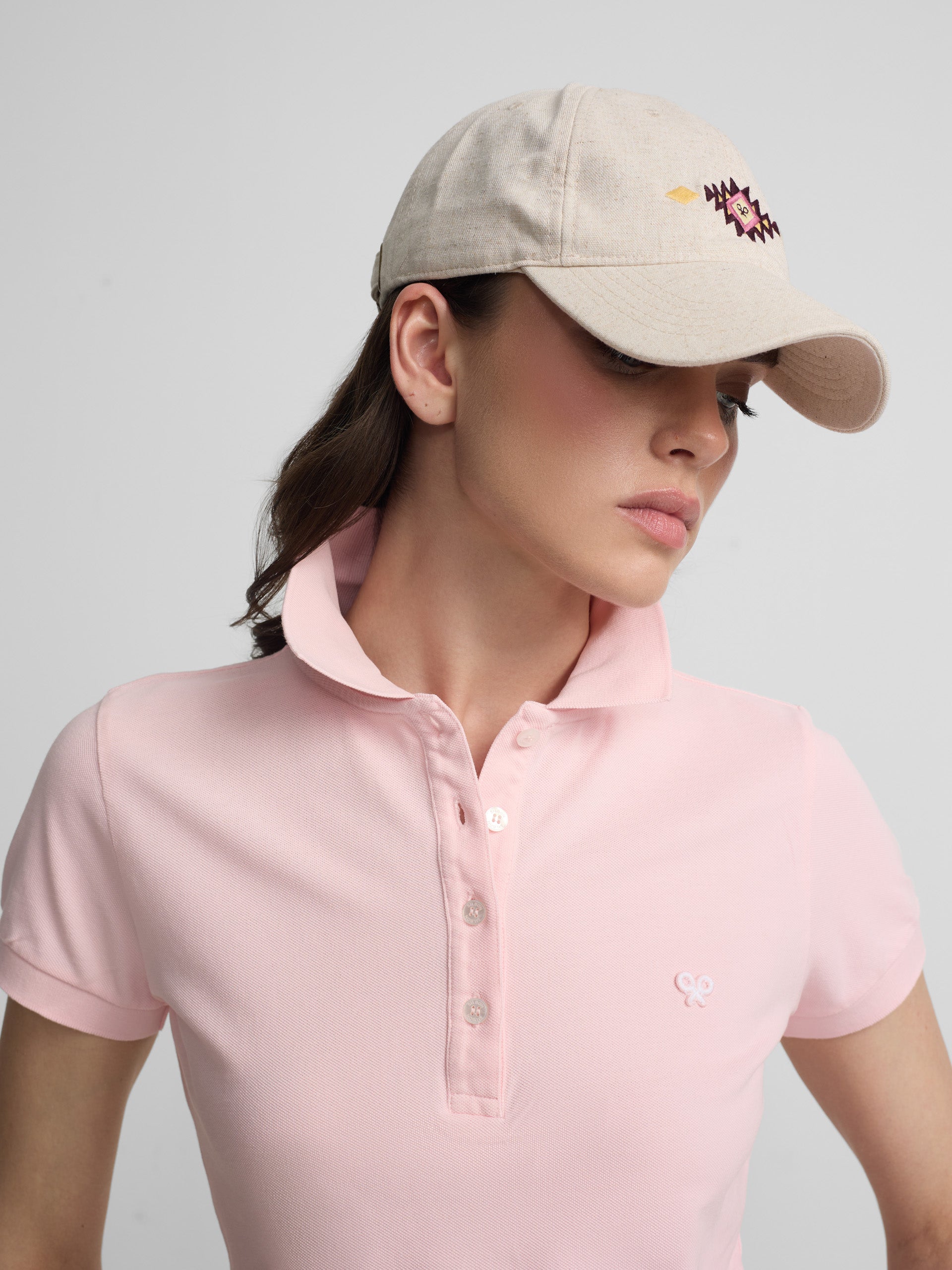 Polo mulher clássico rosa claro