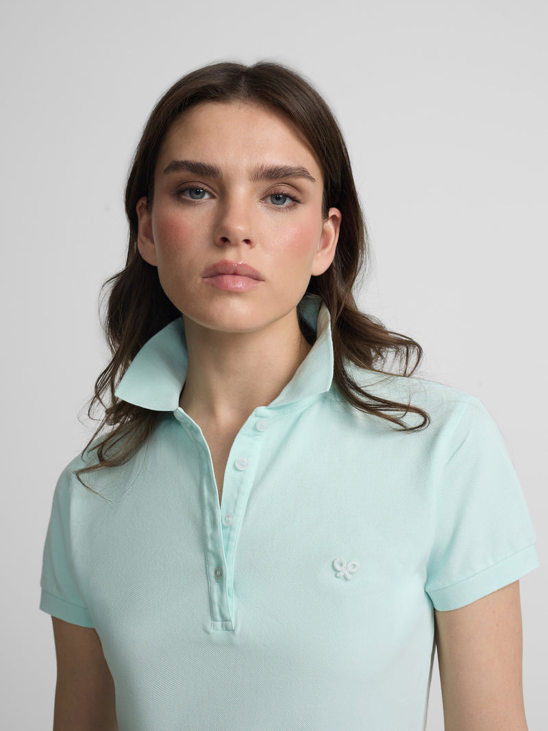 Classic women's polo in aqua green