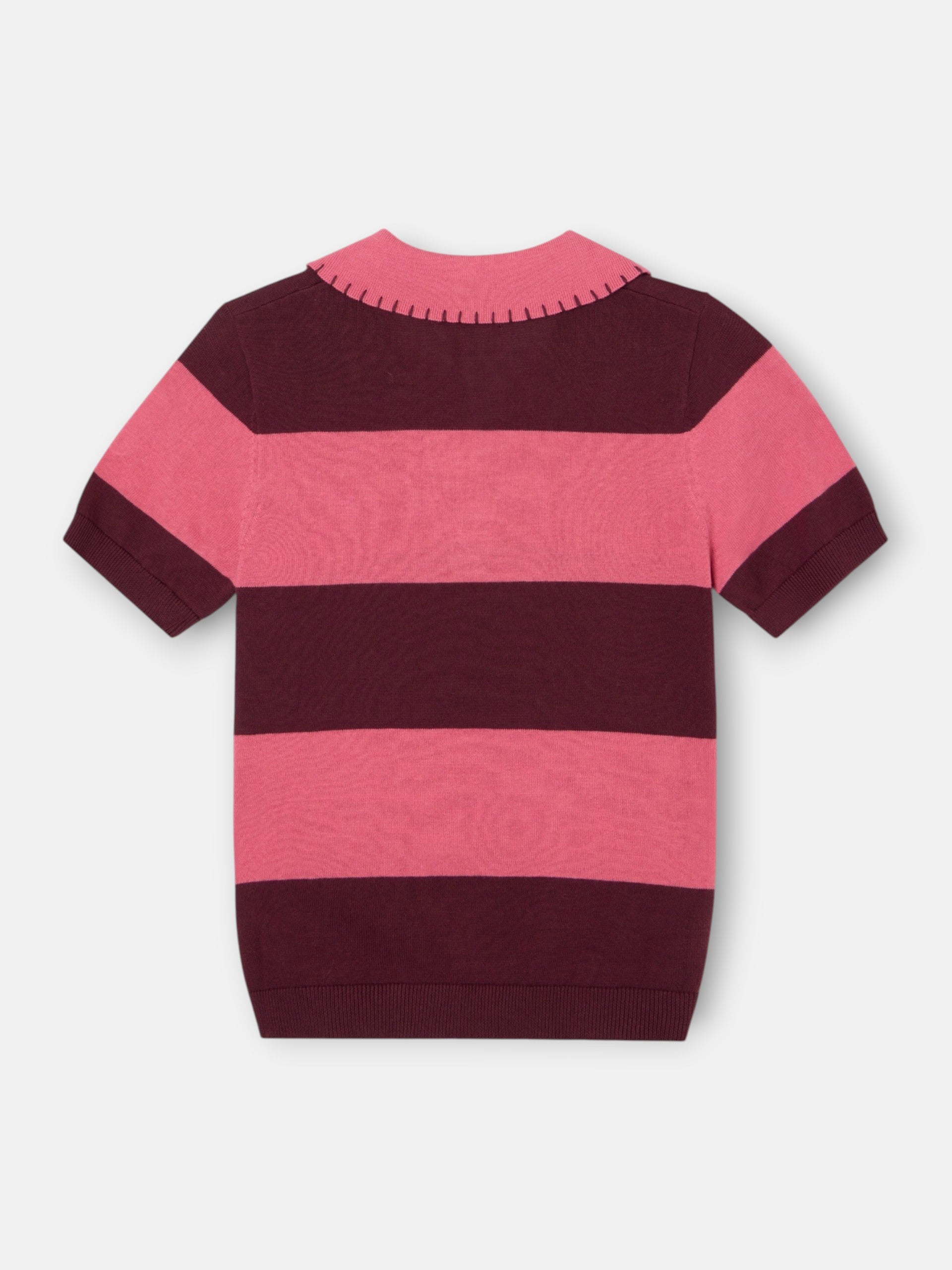 Polo punto manga corta rayas rosas