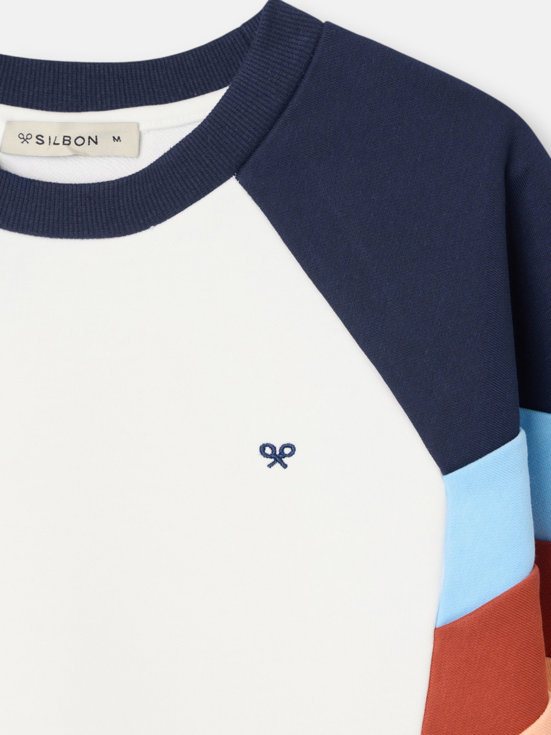 Sweat-shirt femme tricolore bleu