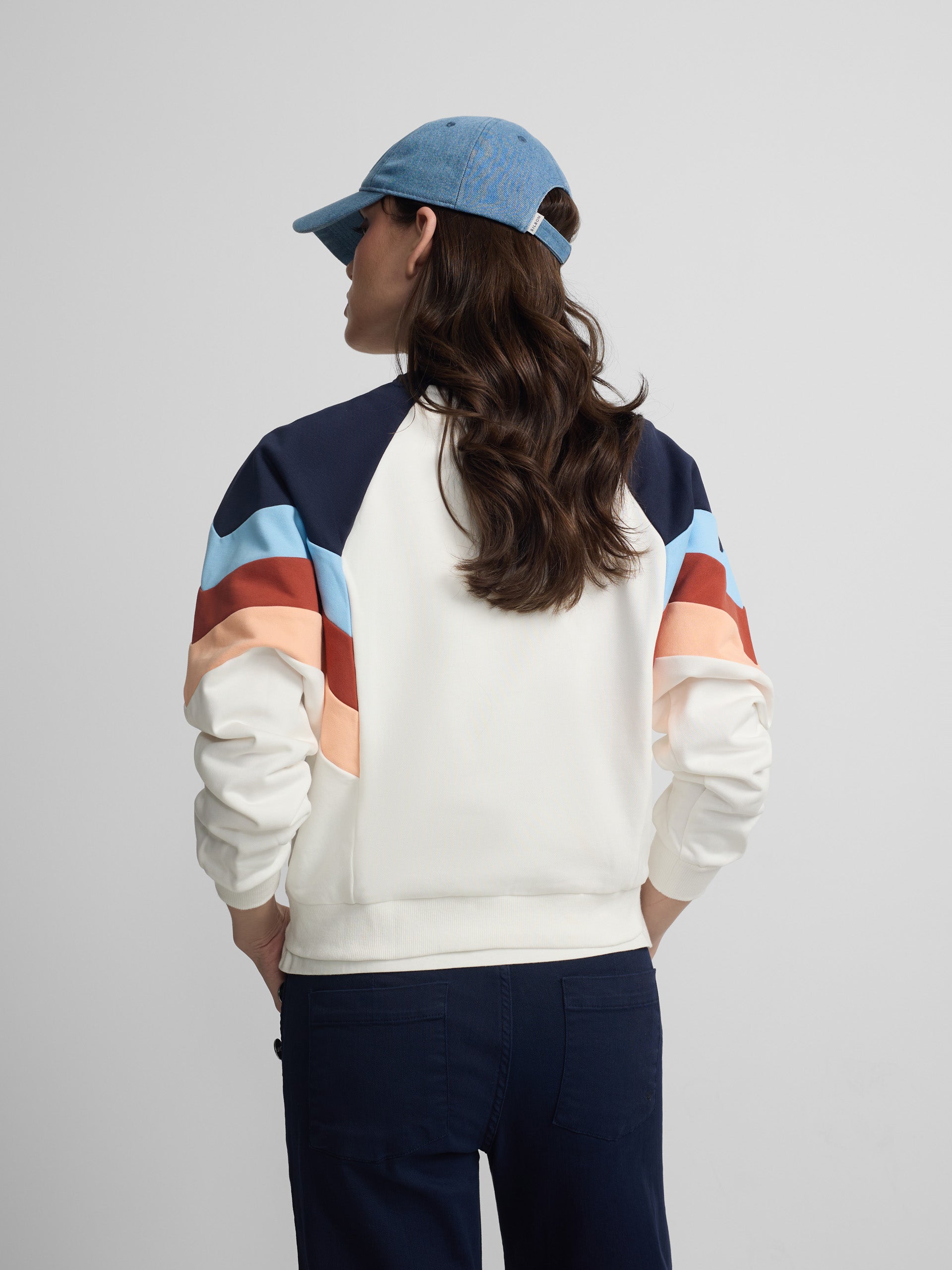 Sweat-shirt femme tricolore bleu