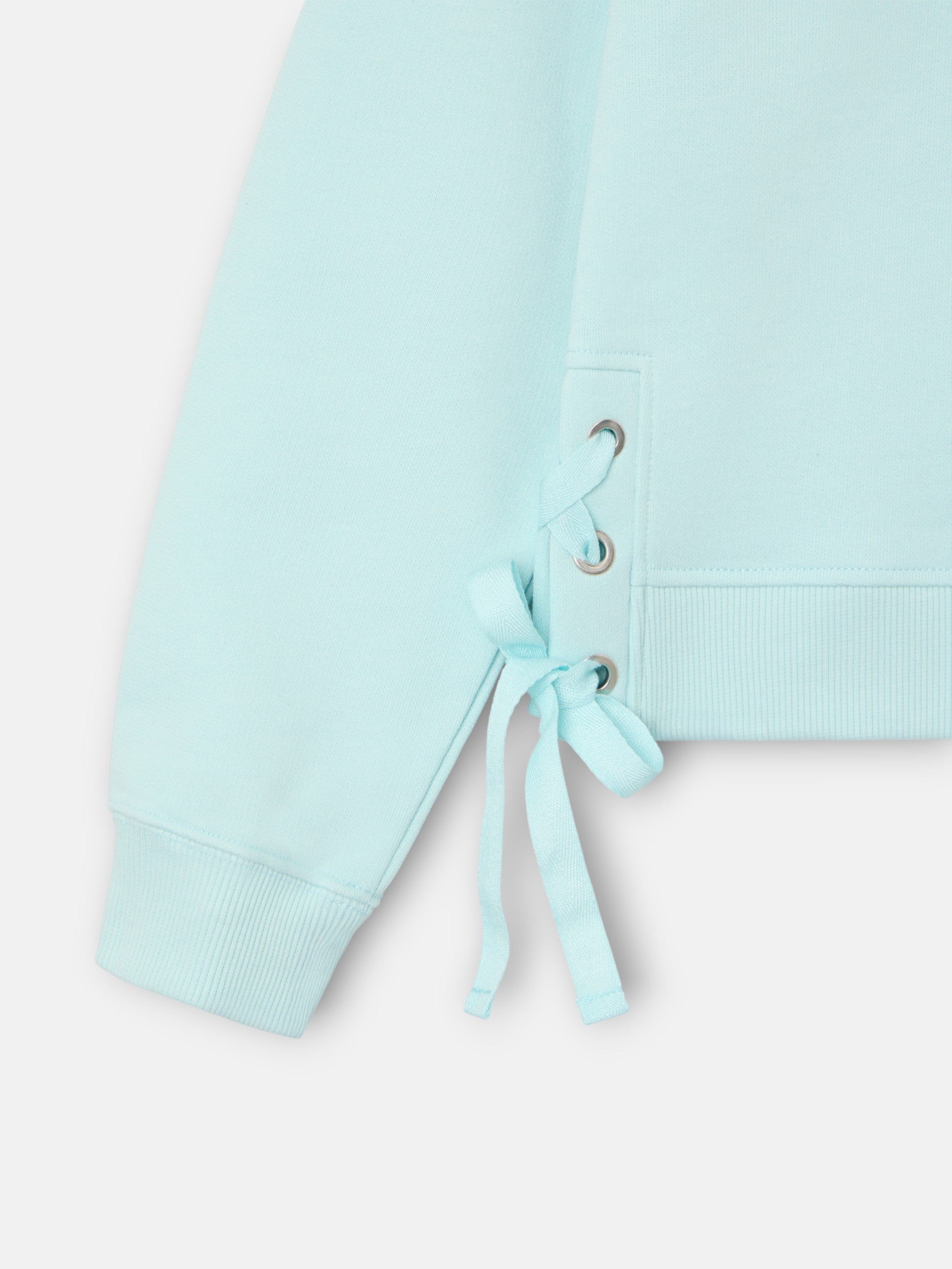 Sudadera woman detalle cuerdas verde agua