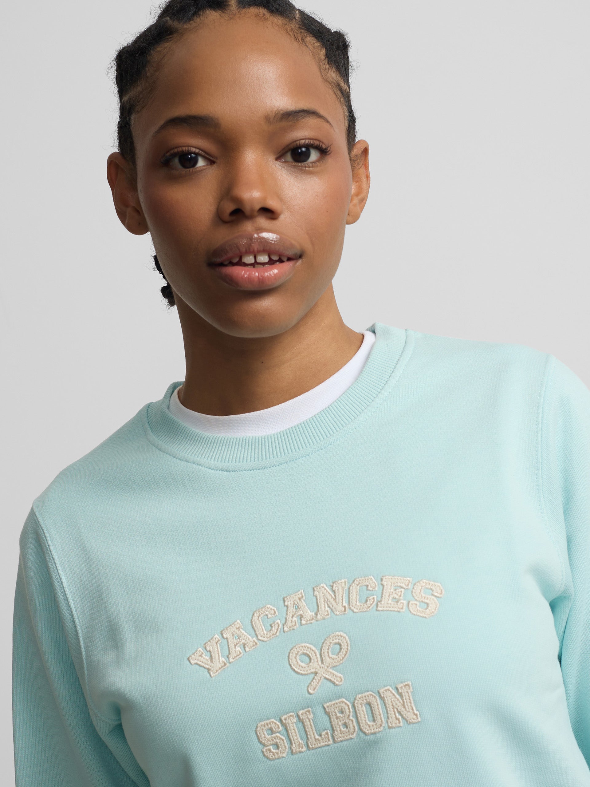 Sudadera woman detalle cuerdas verde agua