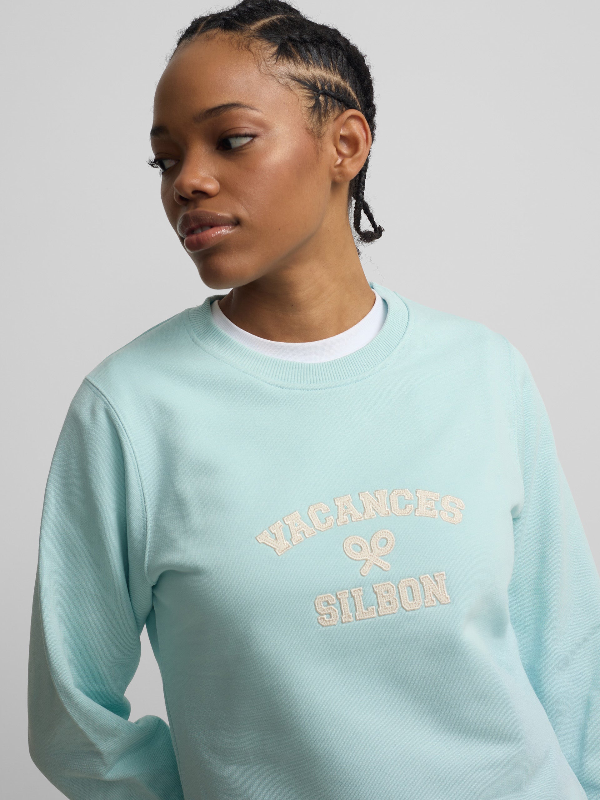 Sudadera woman detalle cuerdas verde agua