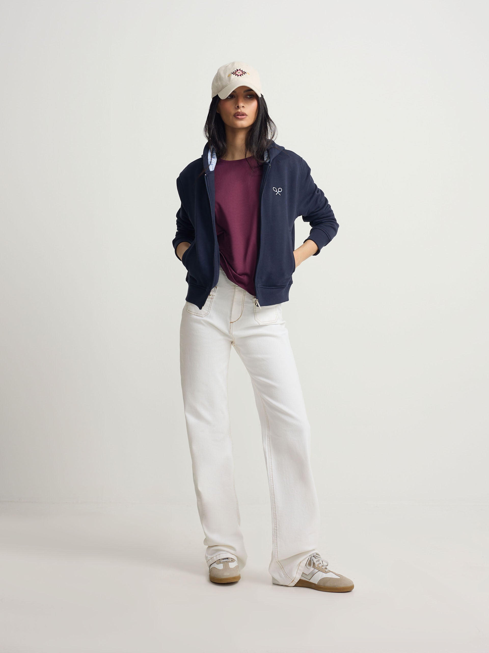 Women's zip-up sweatshirt navy blue