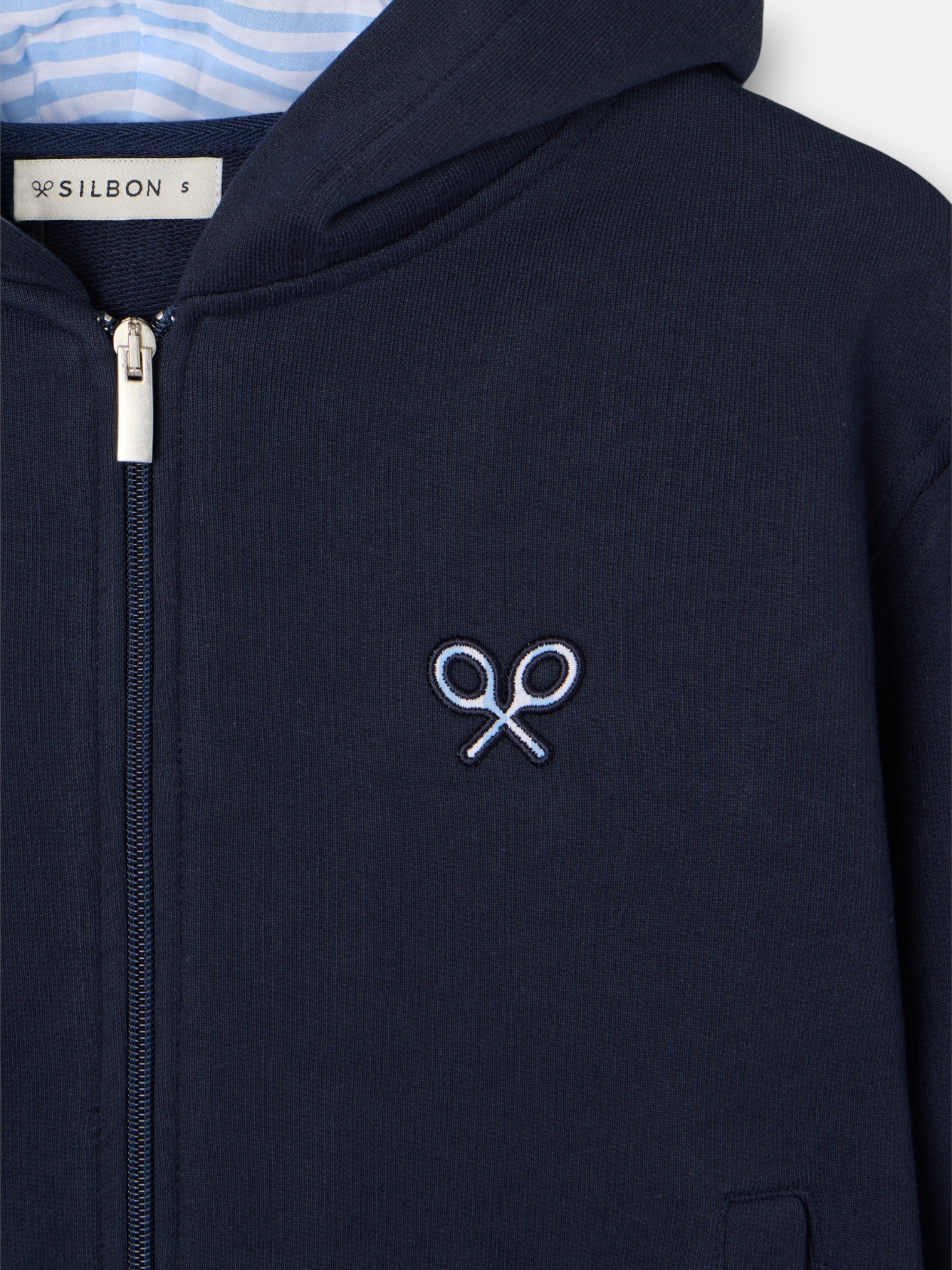 Sweatshirt mulher fecho raquete azul-marinho