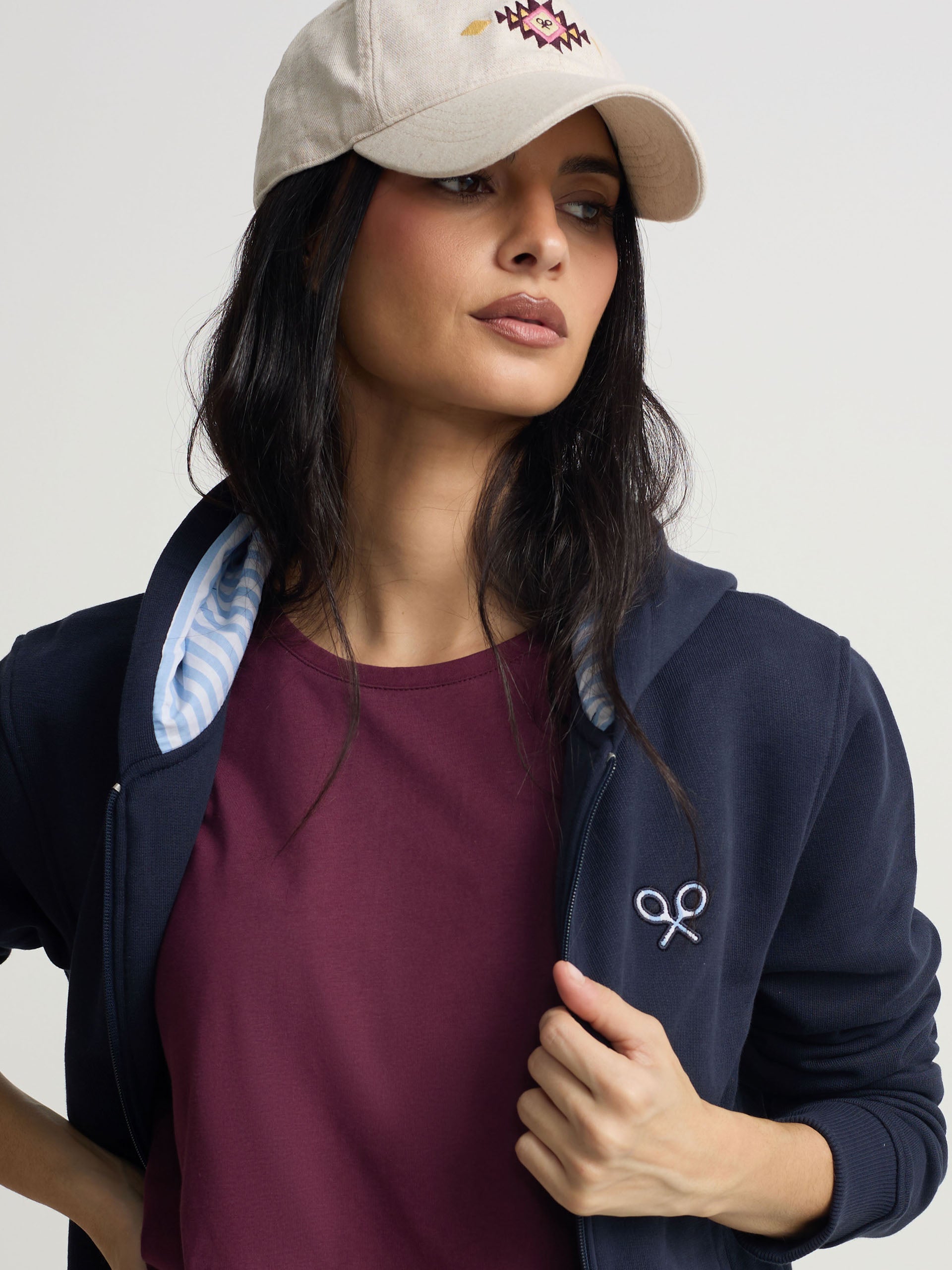 Women's zip-up sweatshirt navy blue