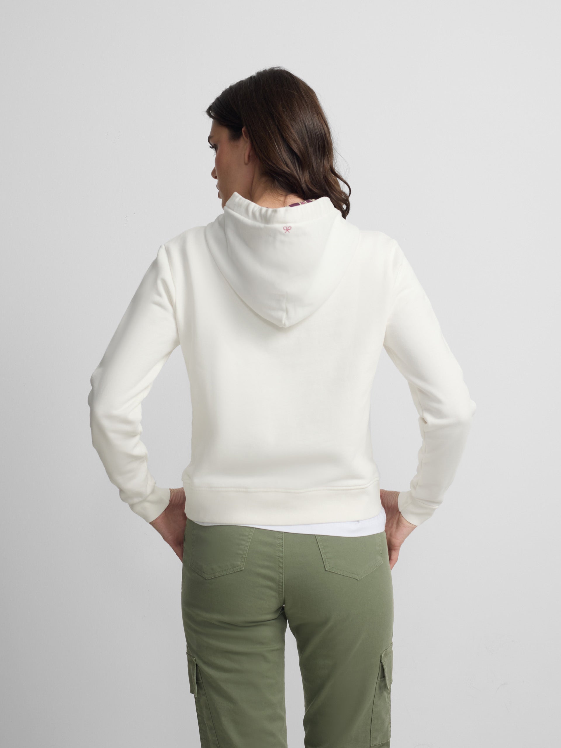 Sweat à capuche femme ikat écru