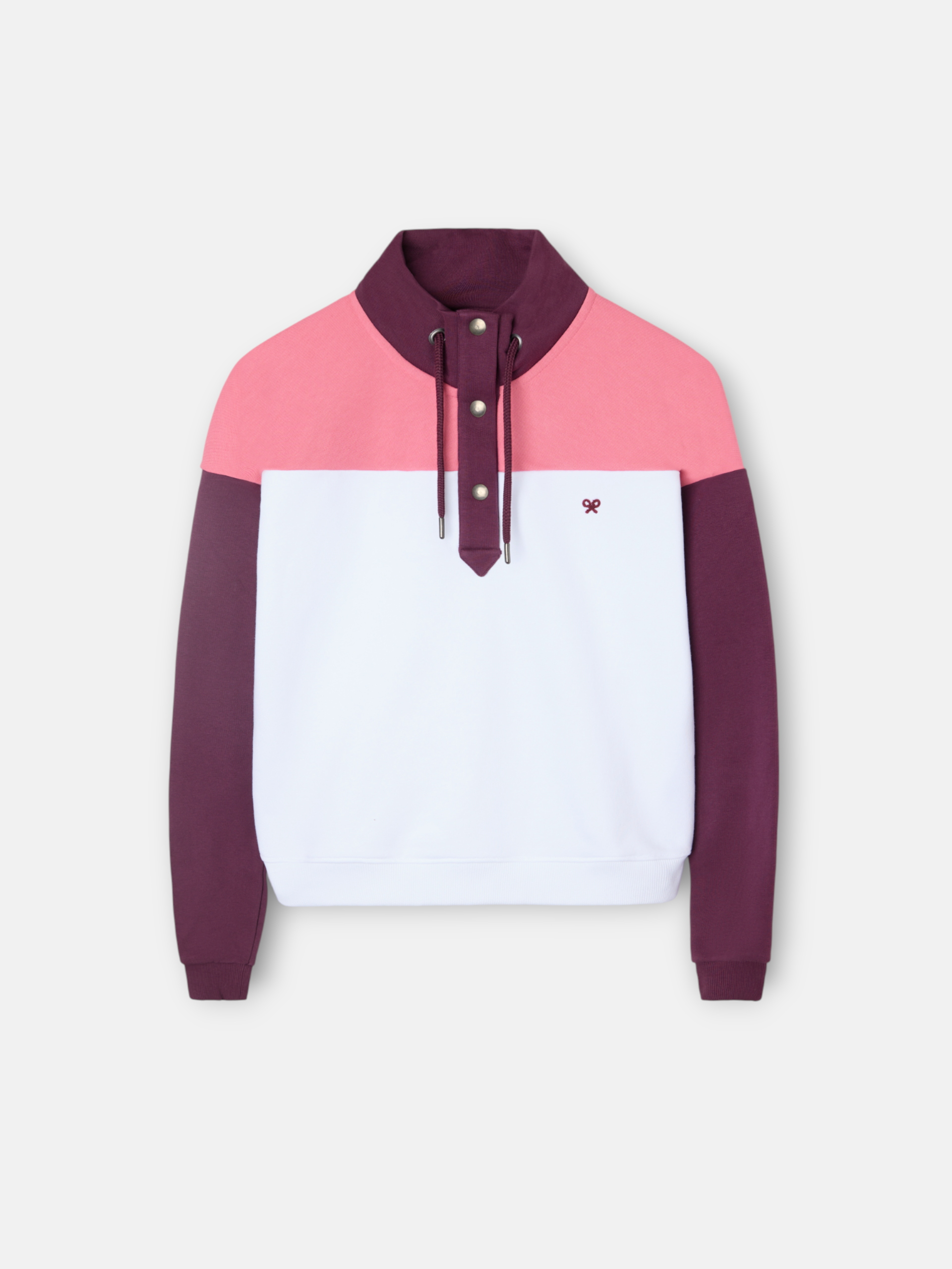 Women's sweatshirt with pink button neck