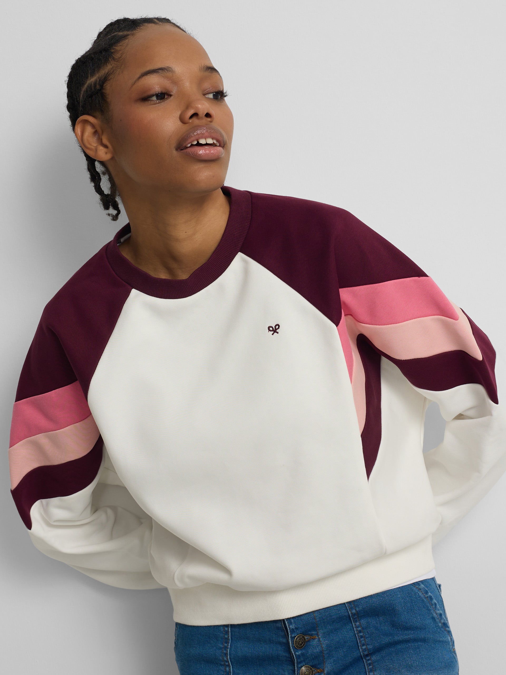Sweat-shirt femme tricolore violet
