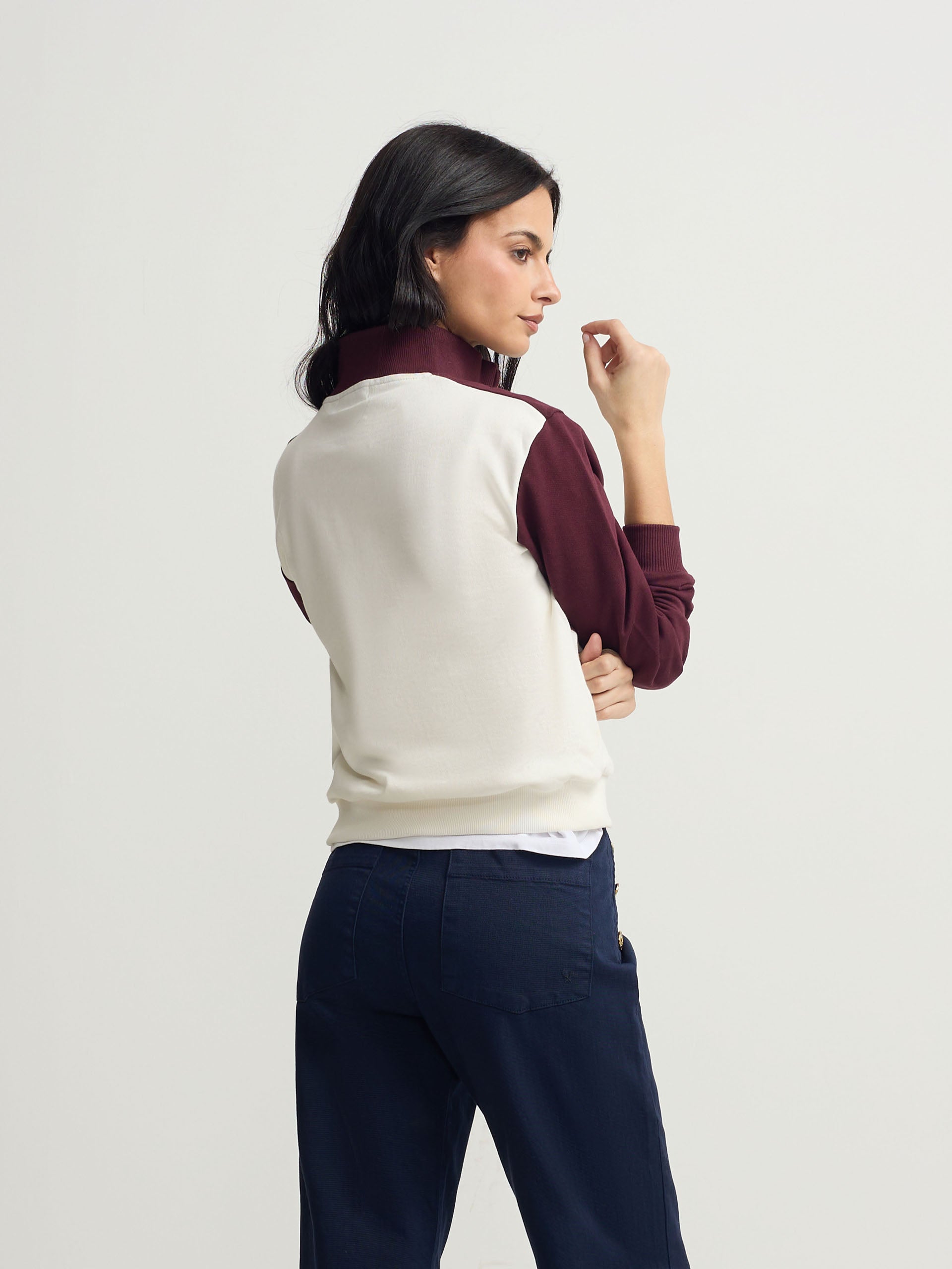 Sweat-shirt zippé bordeaux Silbon pour femme