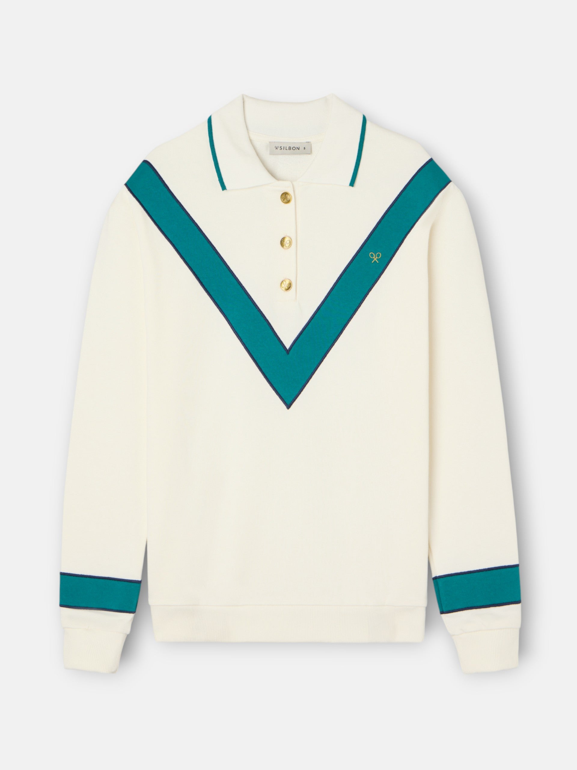 Women's retro green and off-white sweatshirt