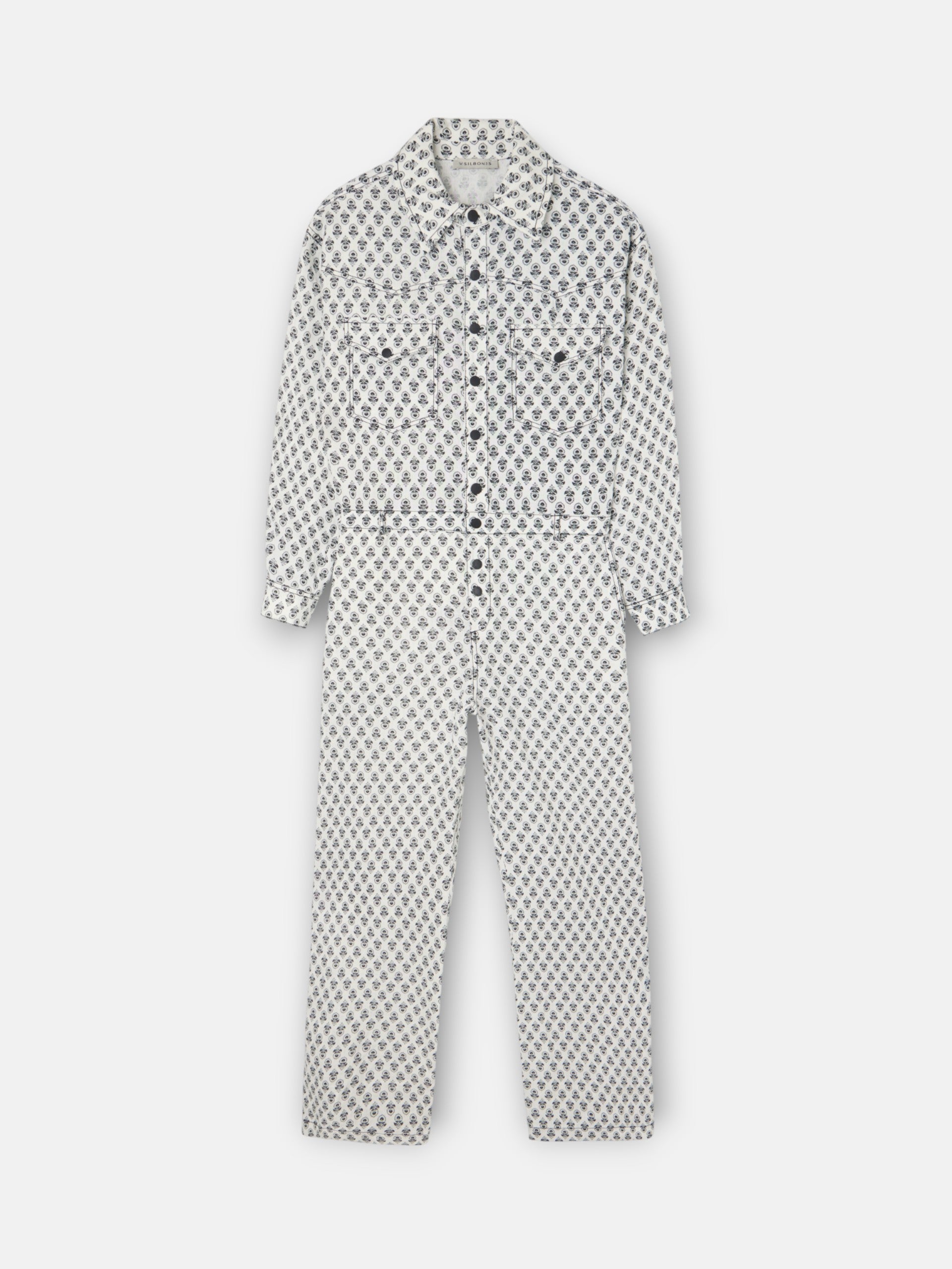 Macacão de linho estampado branco