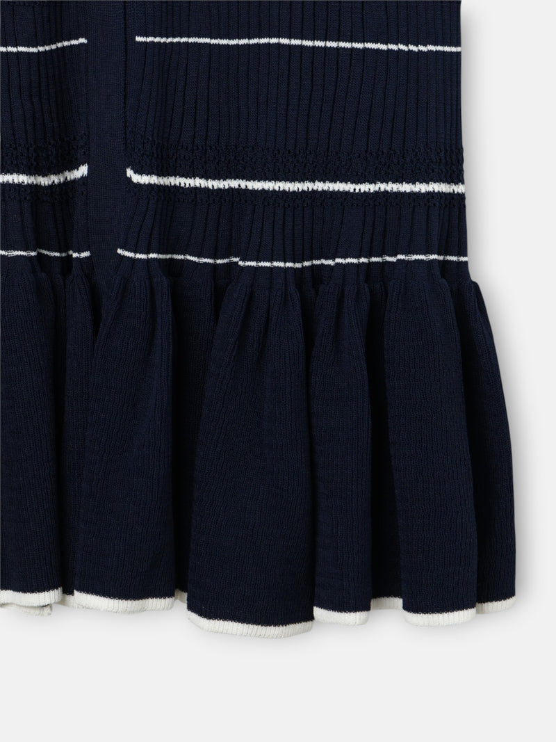 Vestido de malha comprido azul-marinho