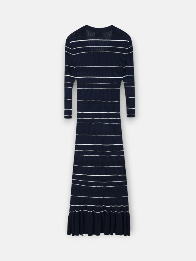 Vestido de malha comprido azul-marinho