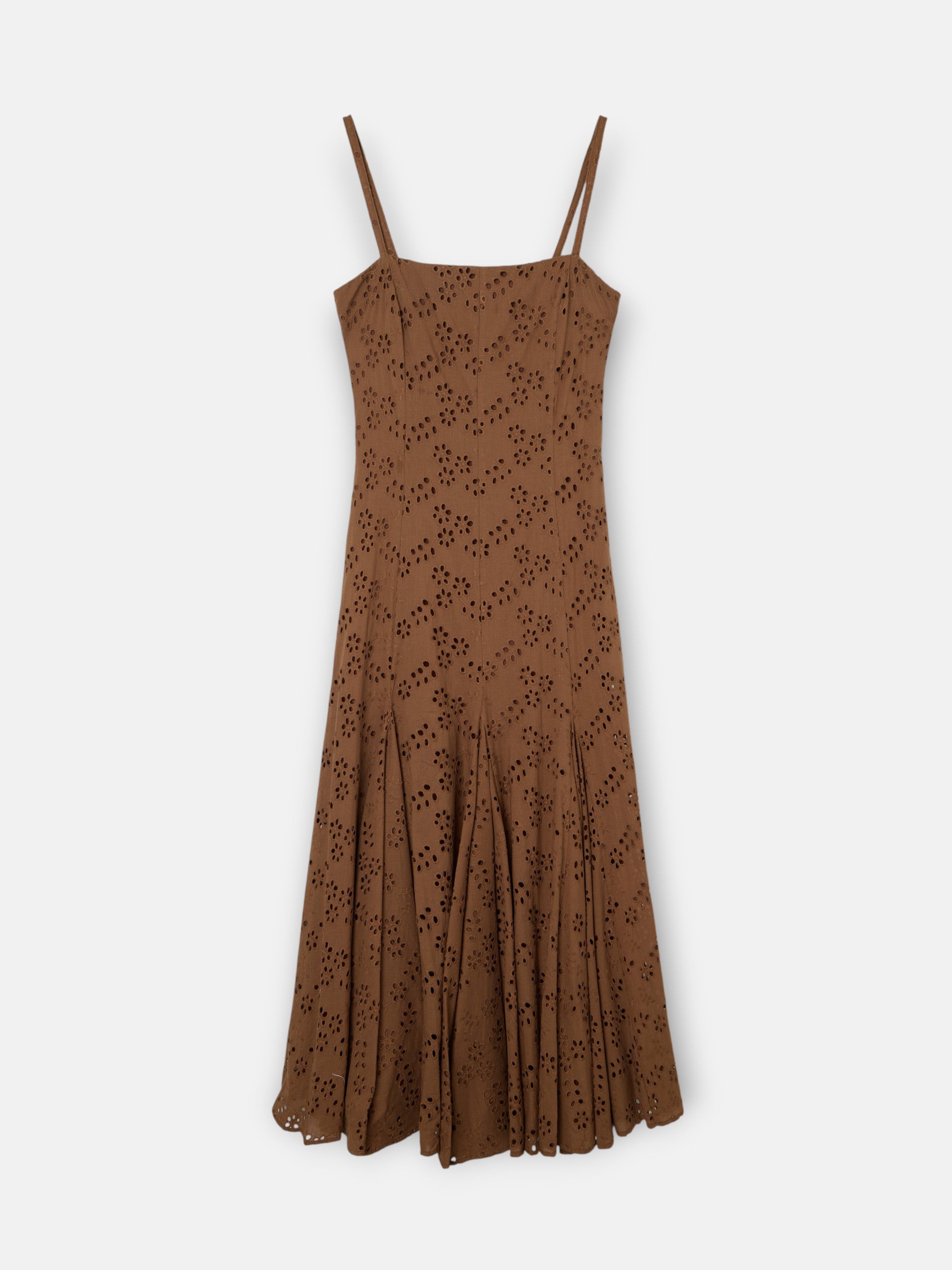 Vestido midi bordados marron