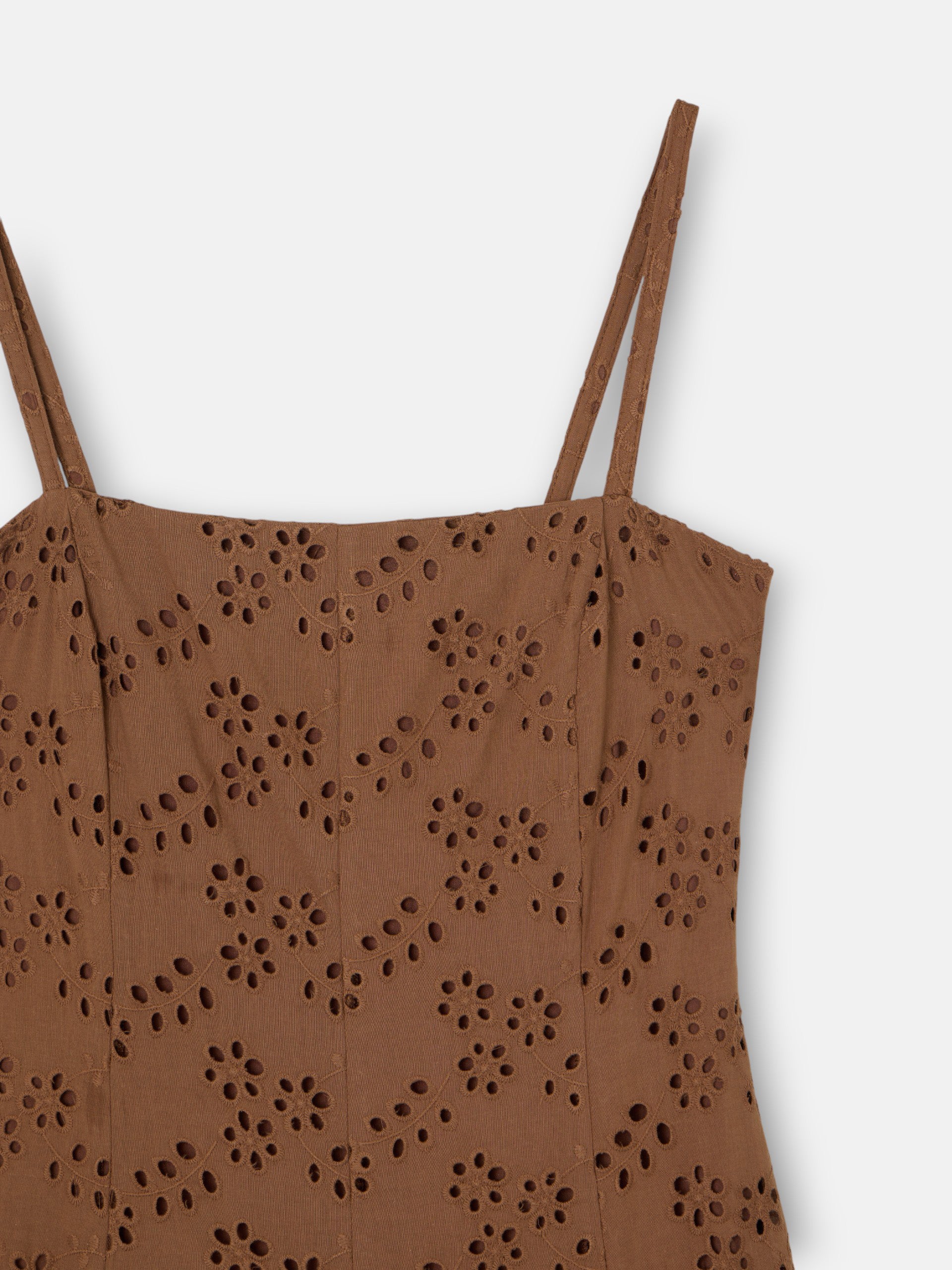Vestido midi bordados marron