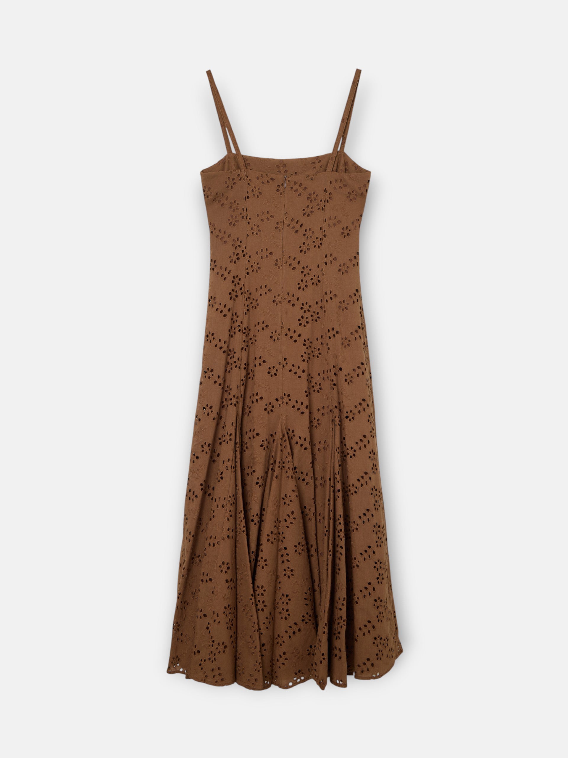Vestido midi bordados marron