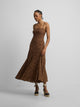 Vestido midi bordados marron