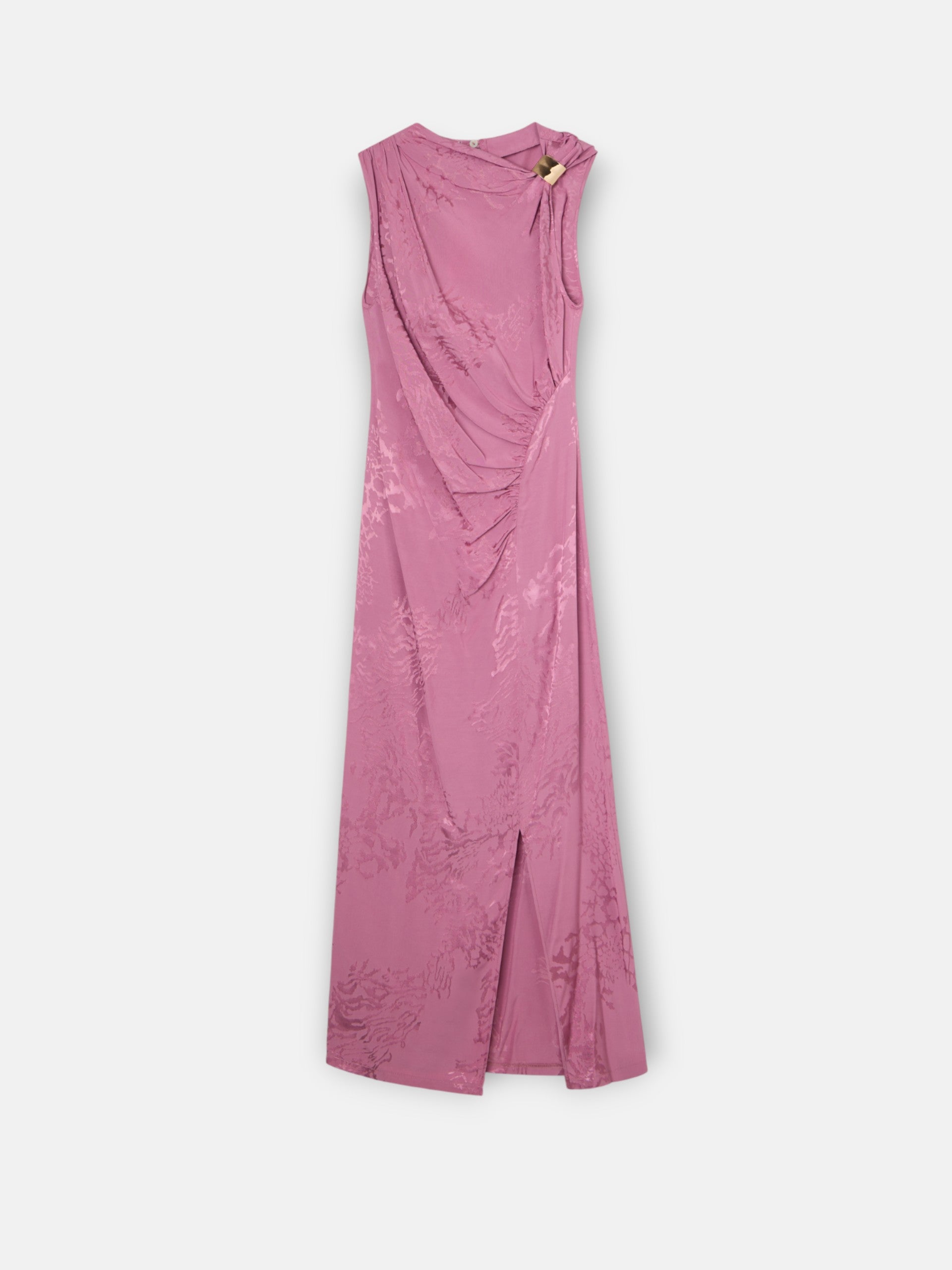 Vestido midi slip jacquard roxo