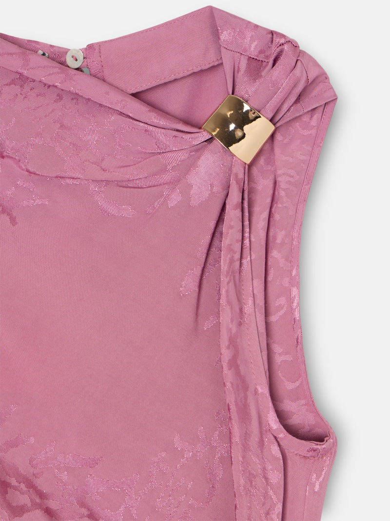 Vestido midi slip jacquard roxo