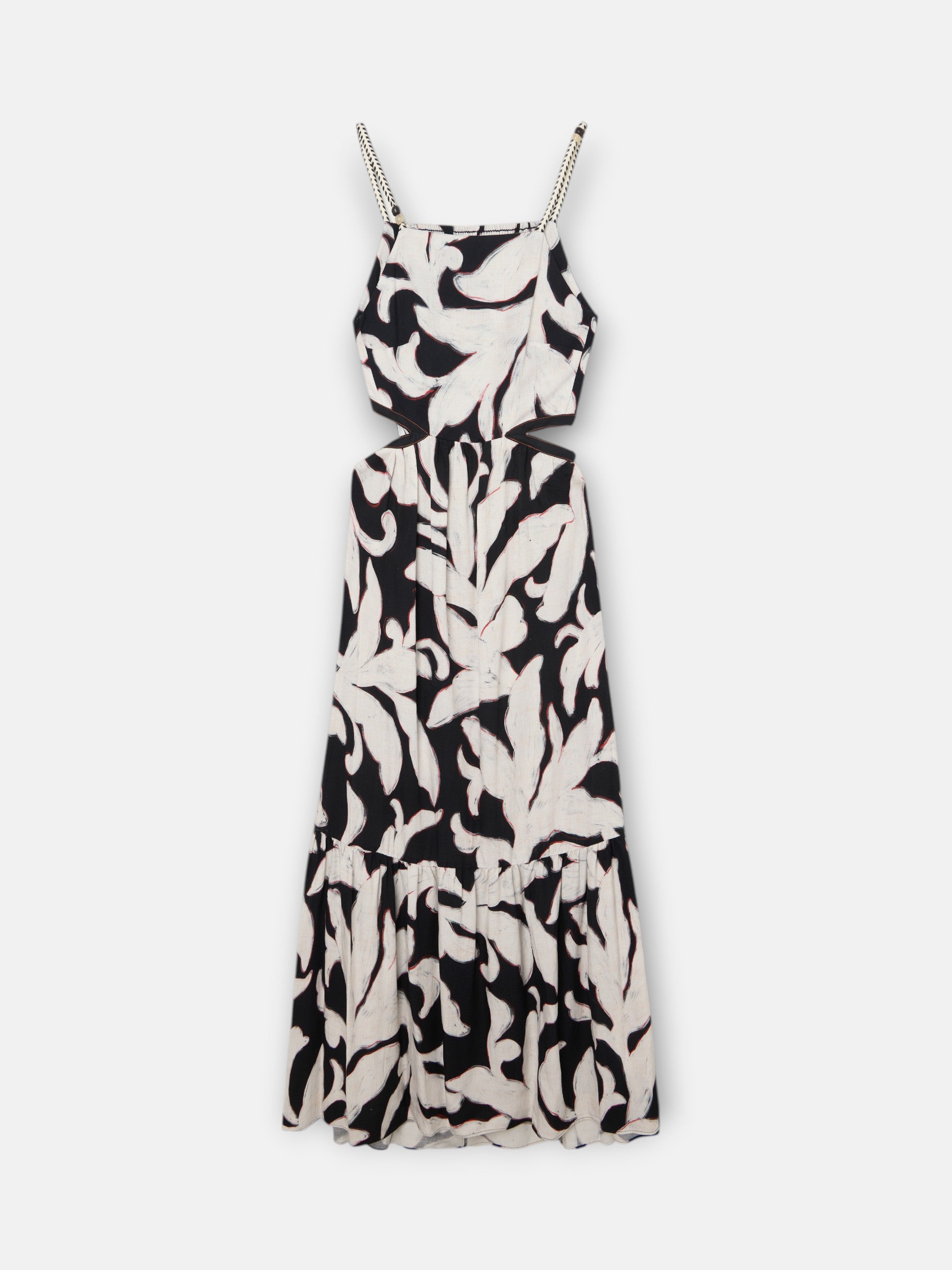 Vestido cut out estampado flores negro