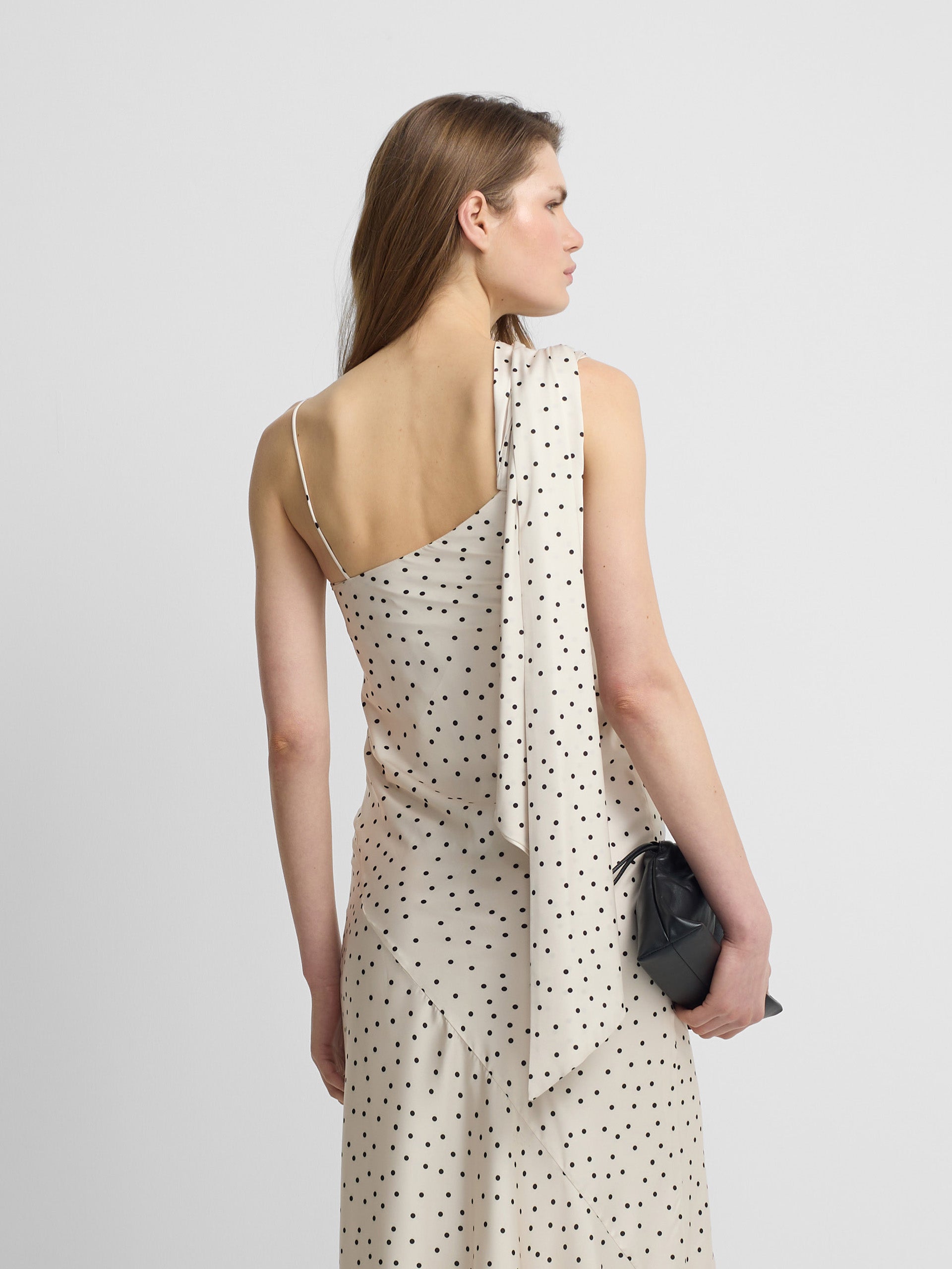 black and white polka dot slip dress
