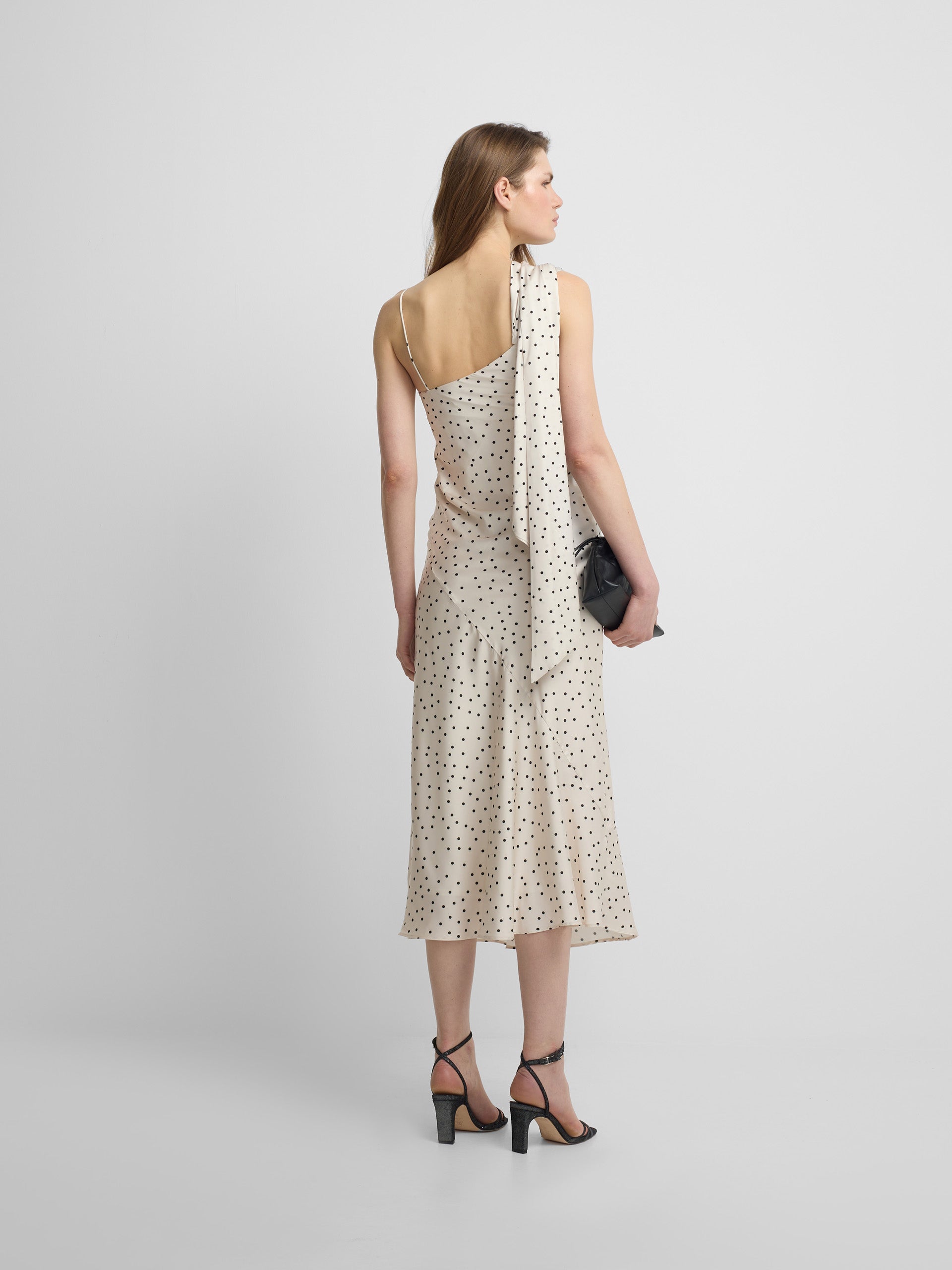 black and white polka dot slip dress