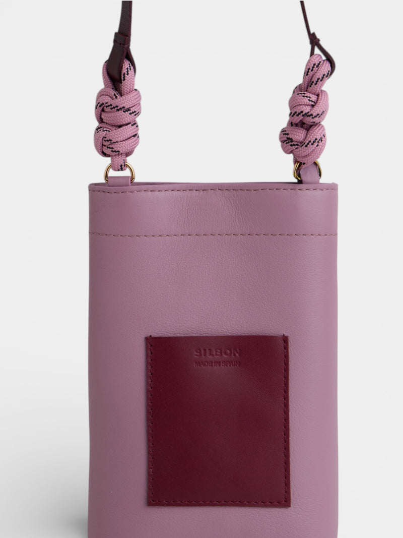 Minibolsa nó rosa e bordô