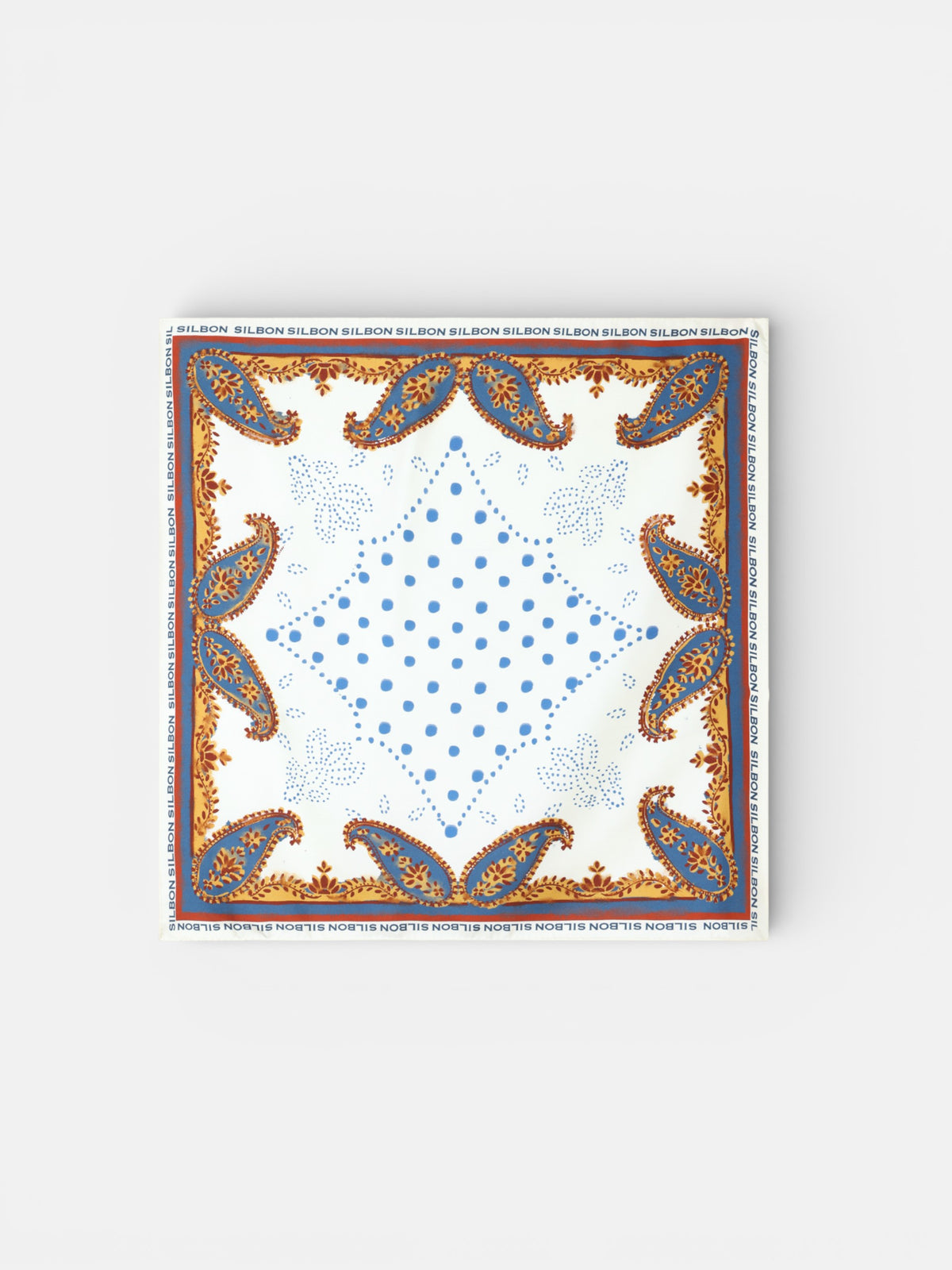 Foulard imprimé écru et bleu marine