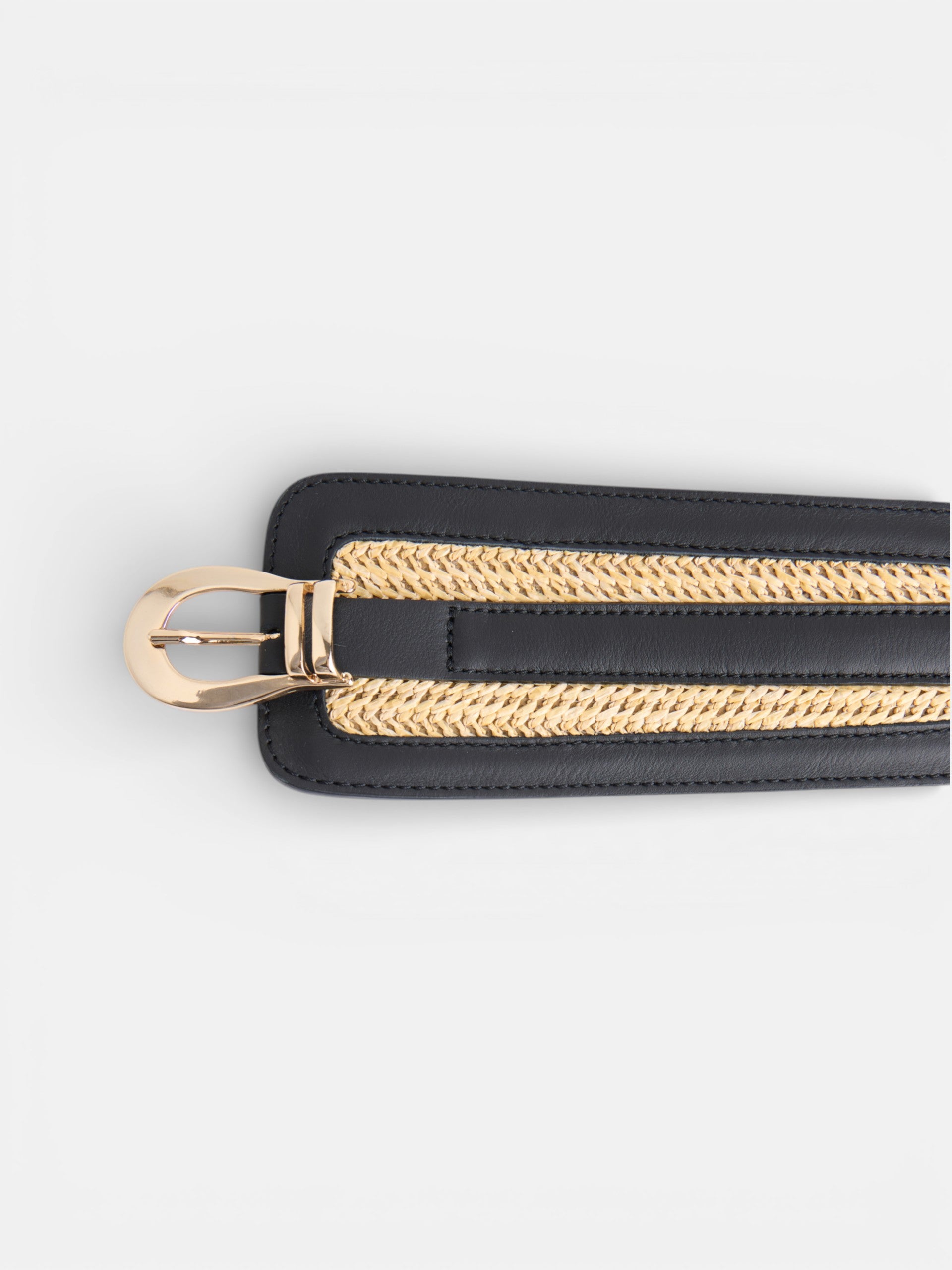 Cinturón fajín piel rafia negro