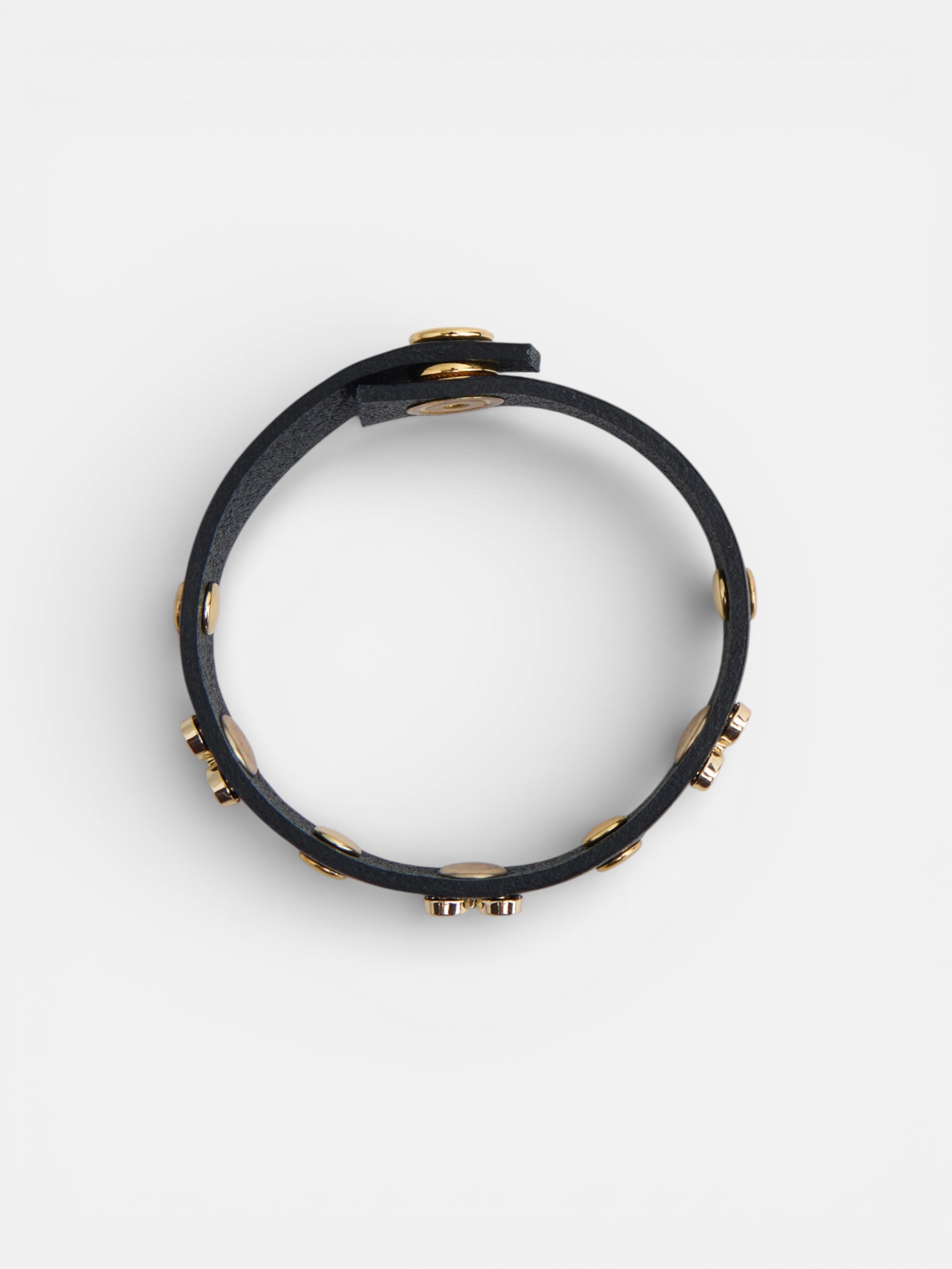 Pulsera piel logo y tachas negro