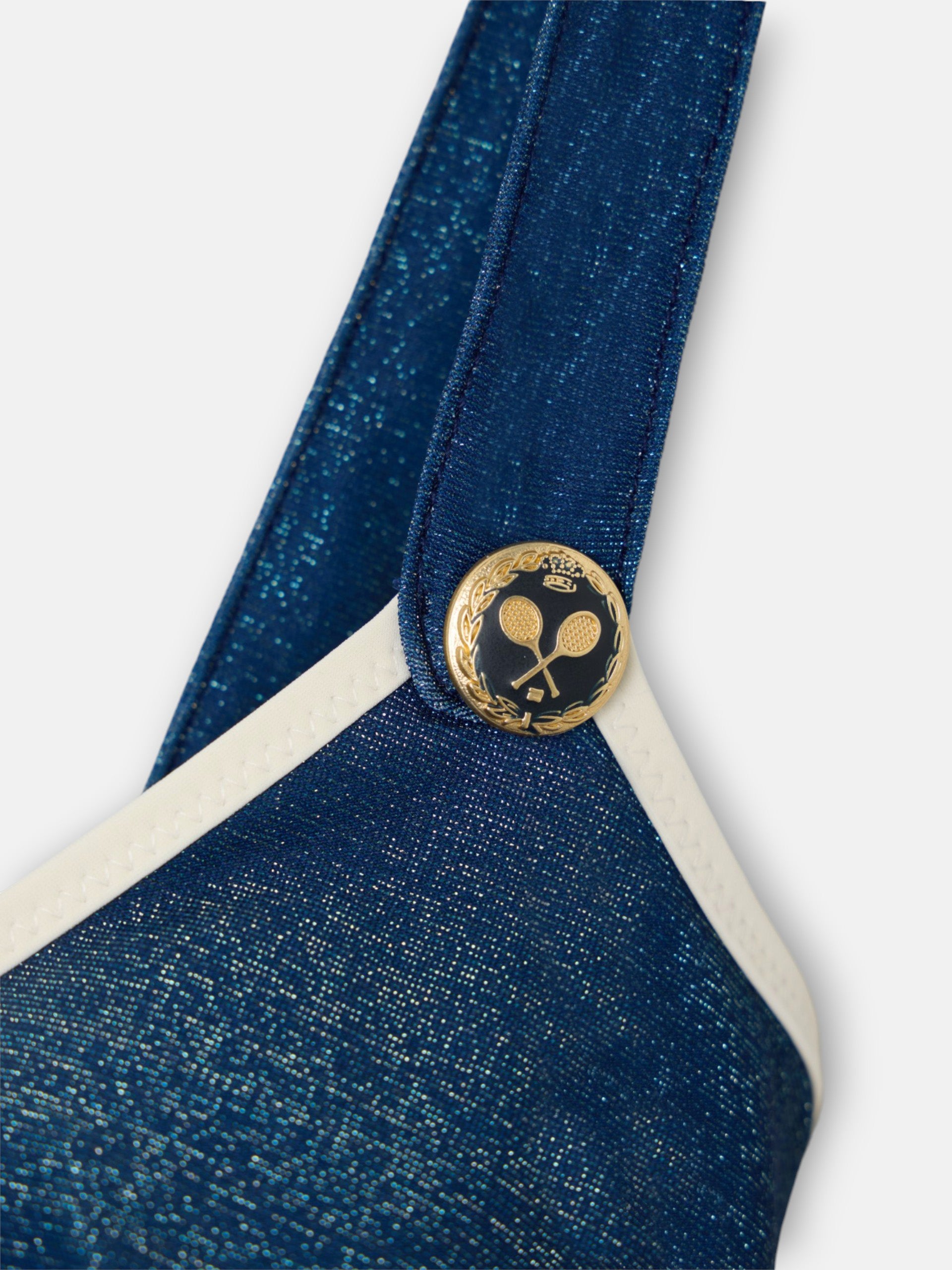 Haut de bikini marin en lurex bleu