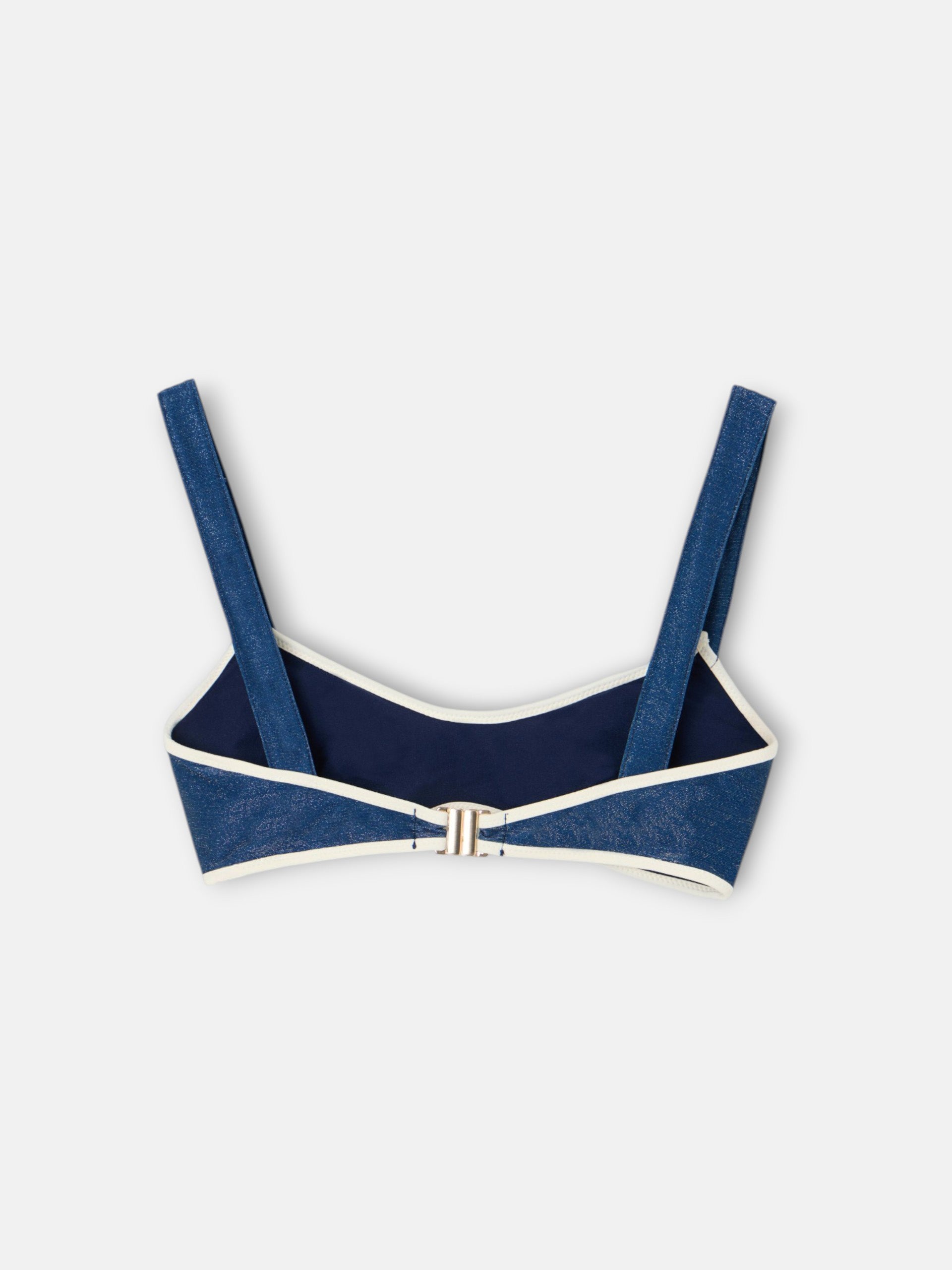 Haut de bikini marin en lurex bleu